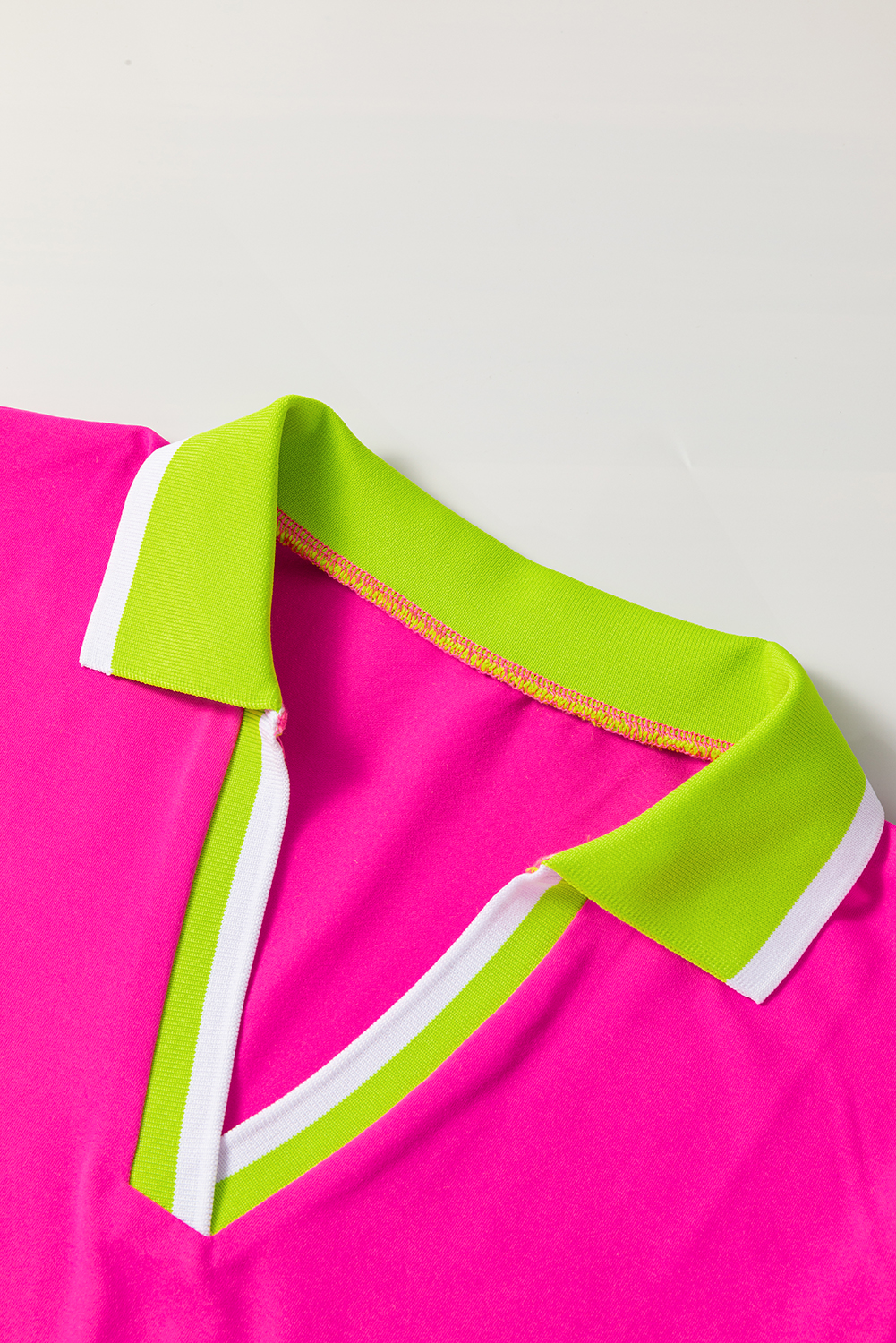 Rose Red Contrast Trim V Neck T-shirt Dress