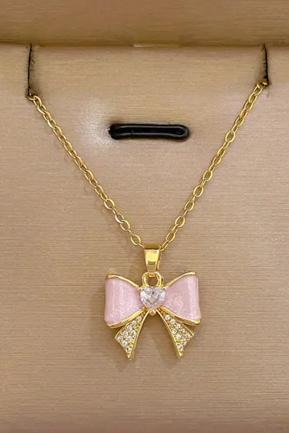 Gold Bow Knot Rhinestone Plated Choker Necklace