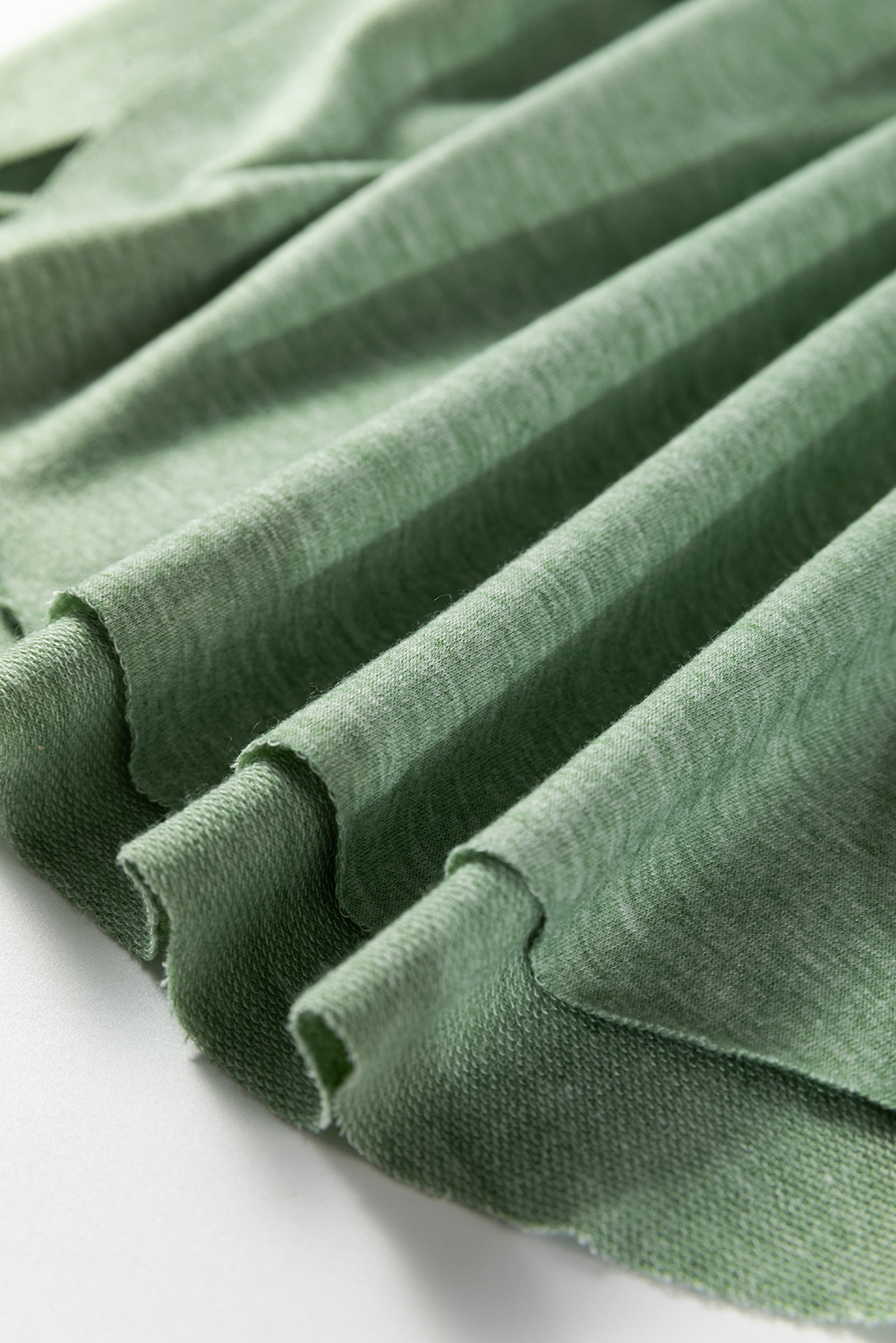 Myosotis Notched Neck Terry Raw Hem Long Sleeve Top