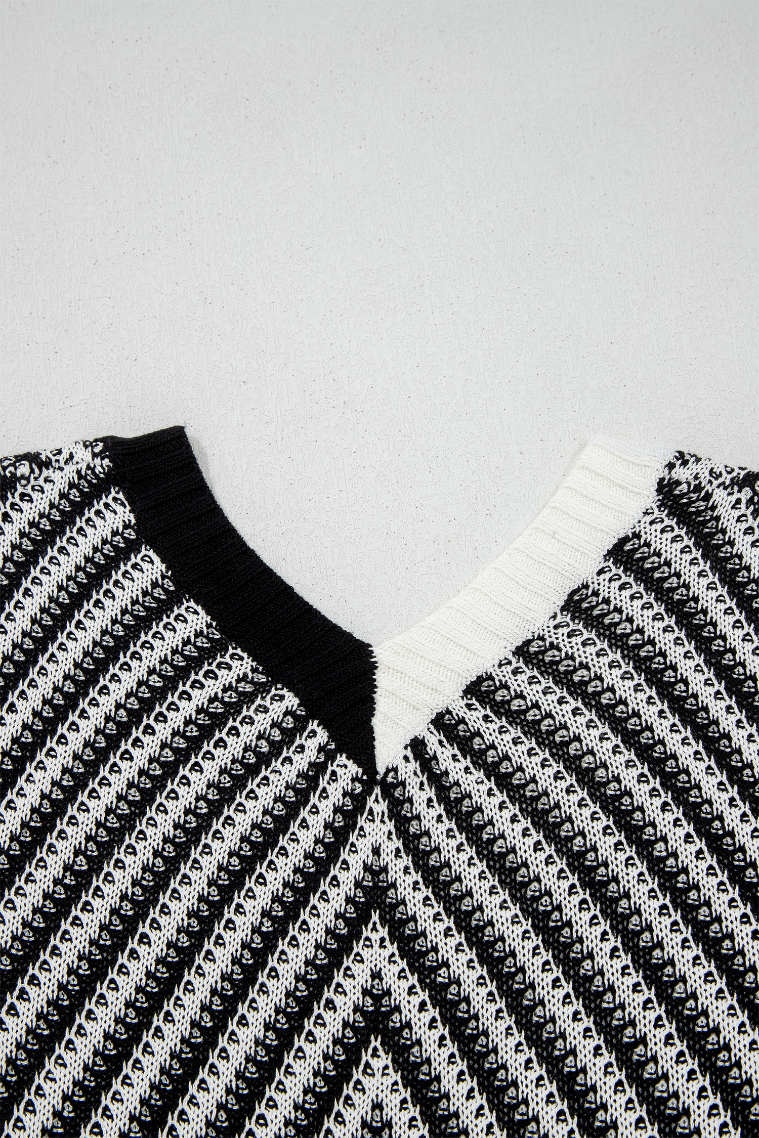 Black Contrast Chevron Knit V Neck Sweater Vest
