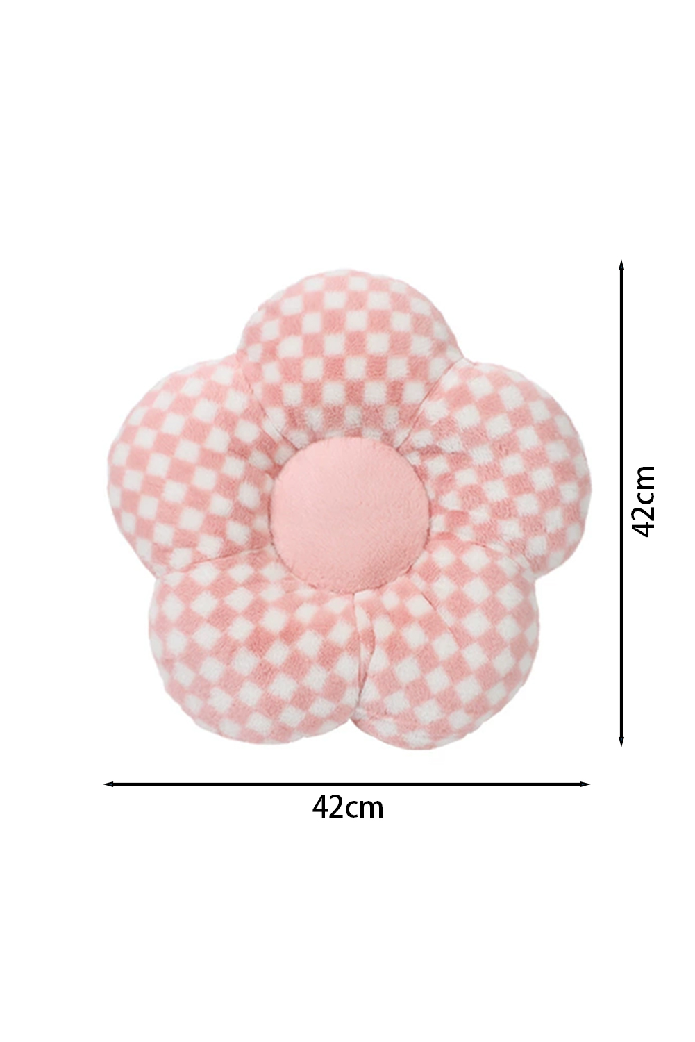 Pink Checkered Flower Shape Soft Sofa Cushion