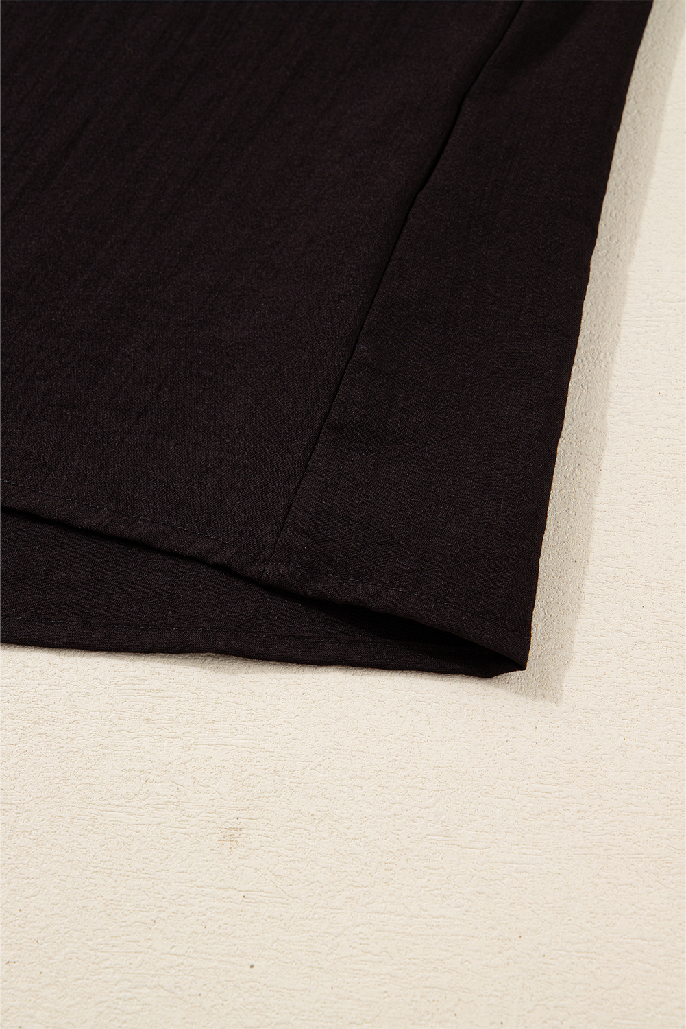 Black Contrast Stitched Detail V Neck Ruffle Long Sleeve Blouse