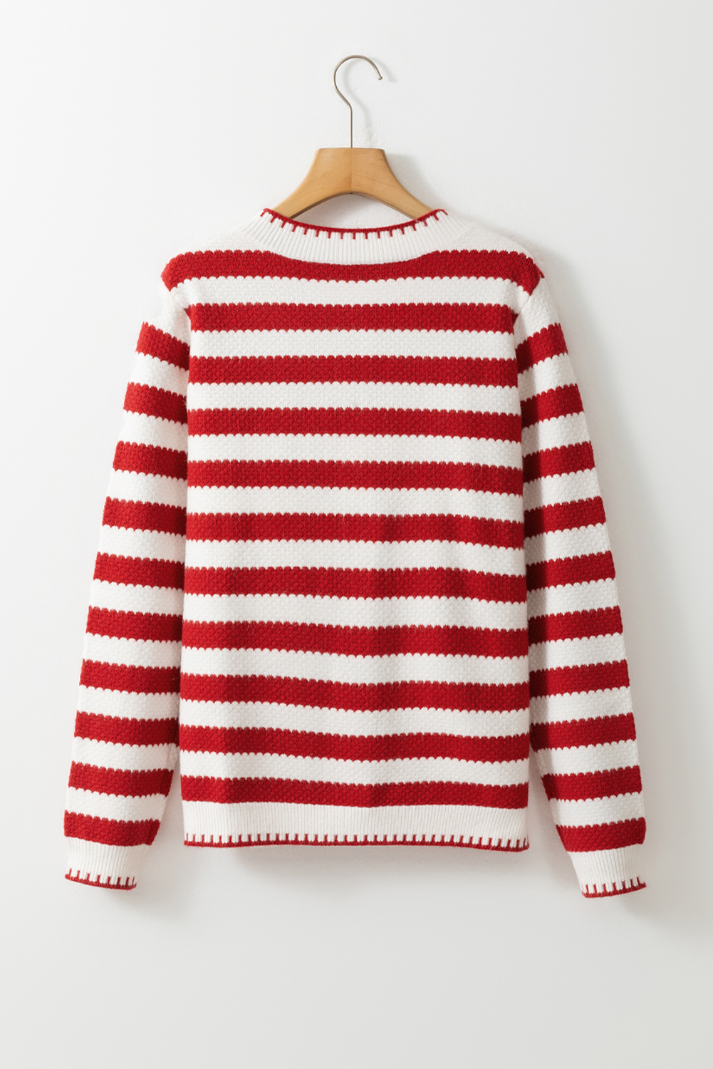 Red Stripe Chic Golden Button Cardigan Sweater