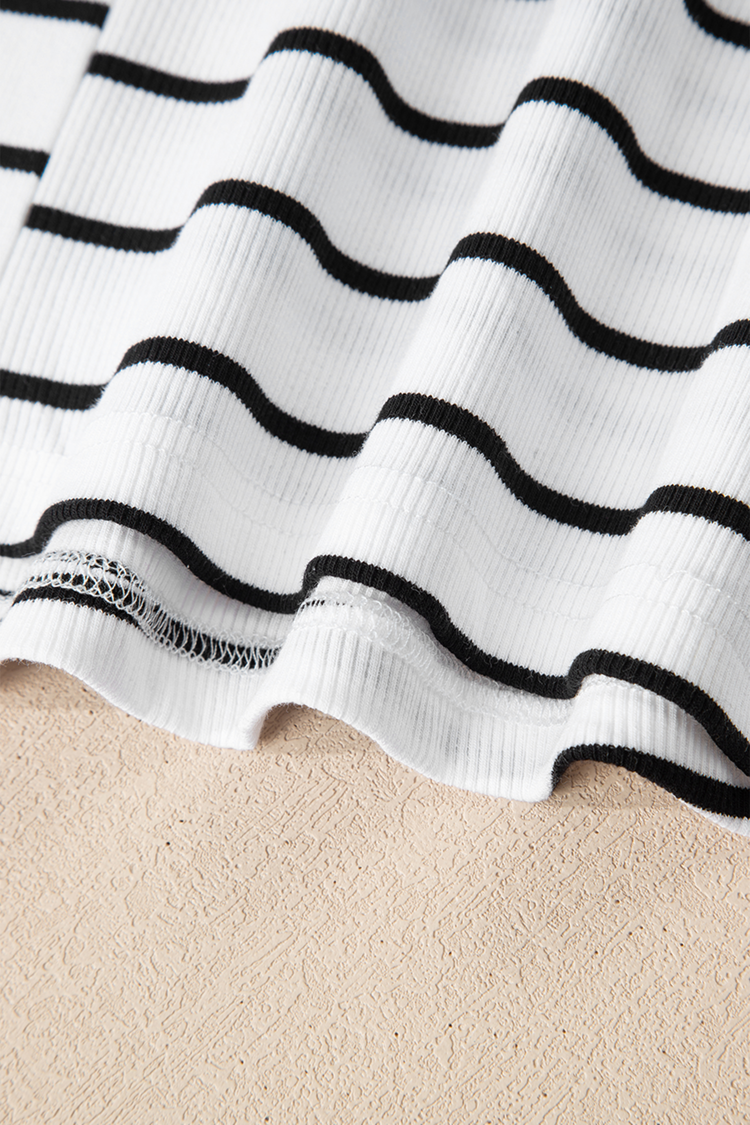 White Stripe Stand Collar V Neck Elastic Cuffs Half Sleeve Dolman Top