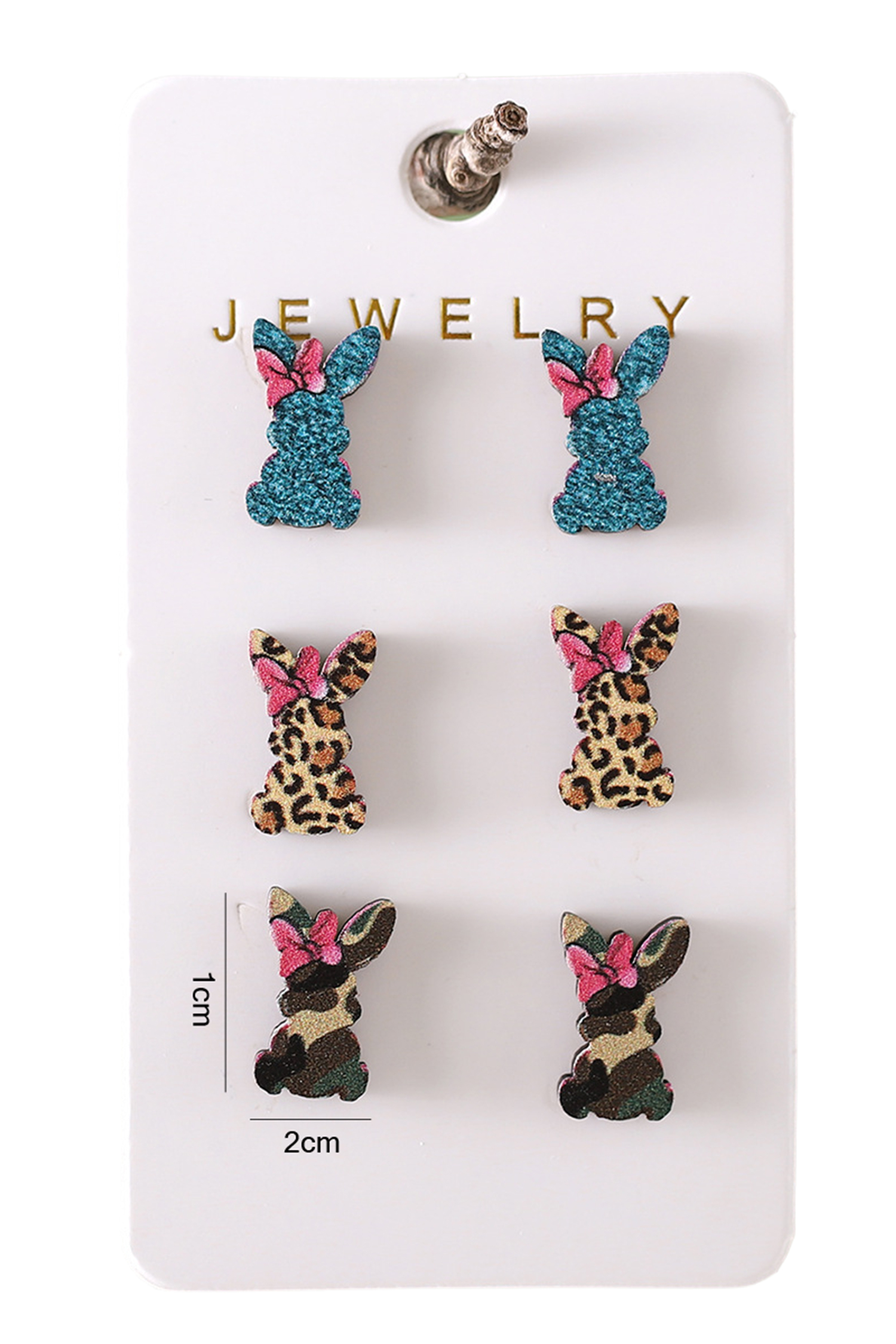 Khaki Easter Bunny 3 Pairs Different Earrings