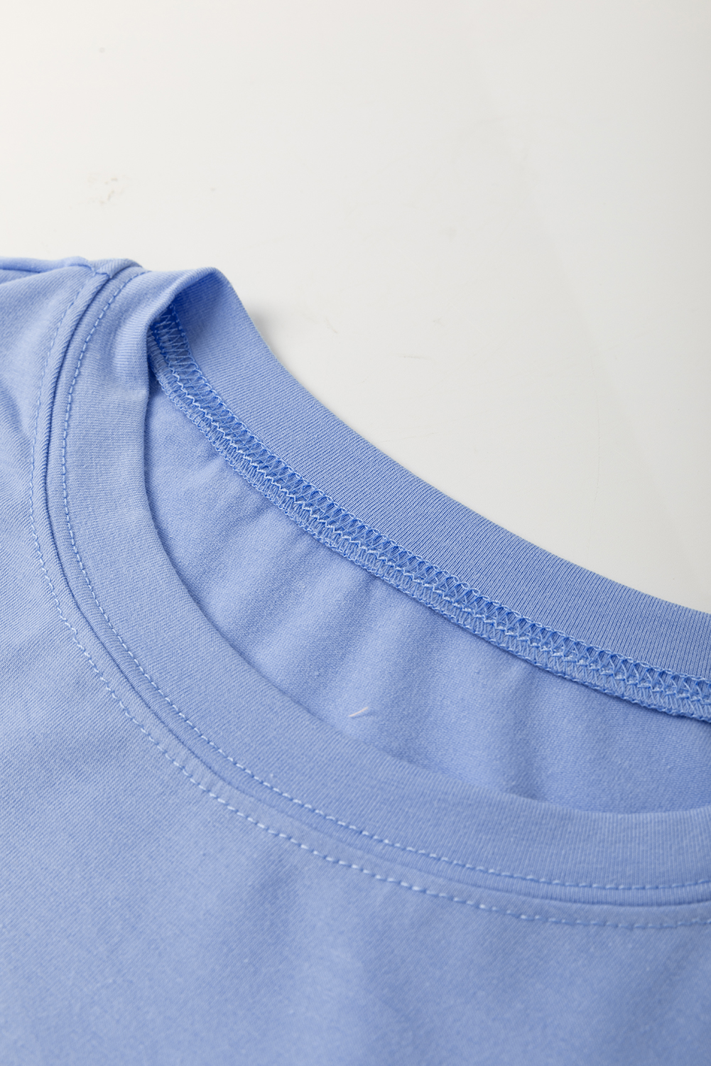 Apricot Flower Patched Exposed Stitching Trim Crew Neck Loose Tee