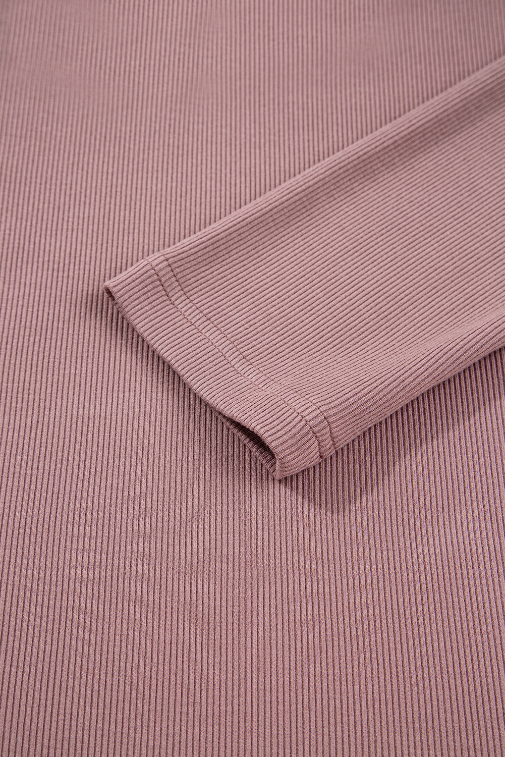 Burgundy Gathered Bust Square Neck Ribbed Fit Long Sleeve Top