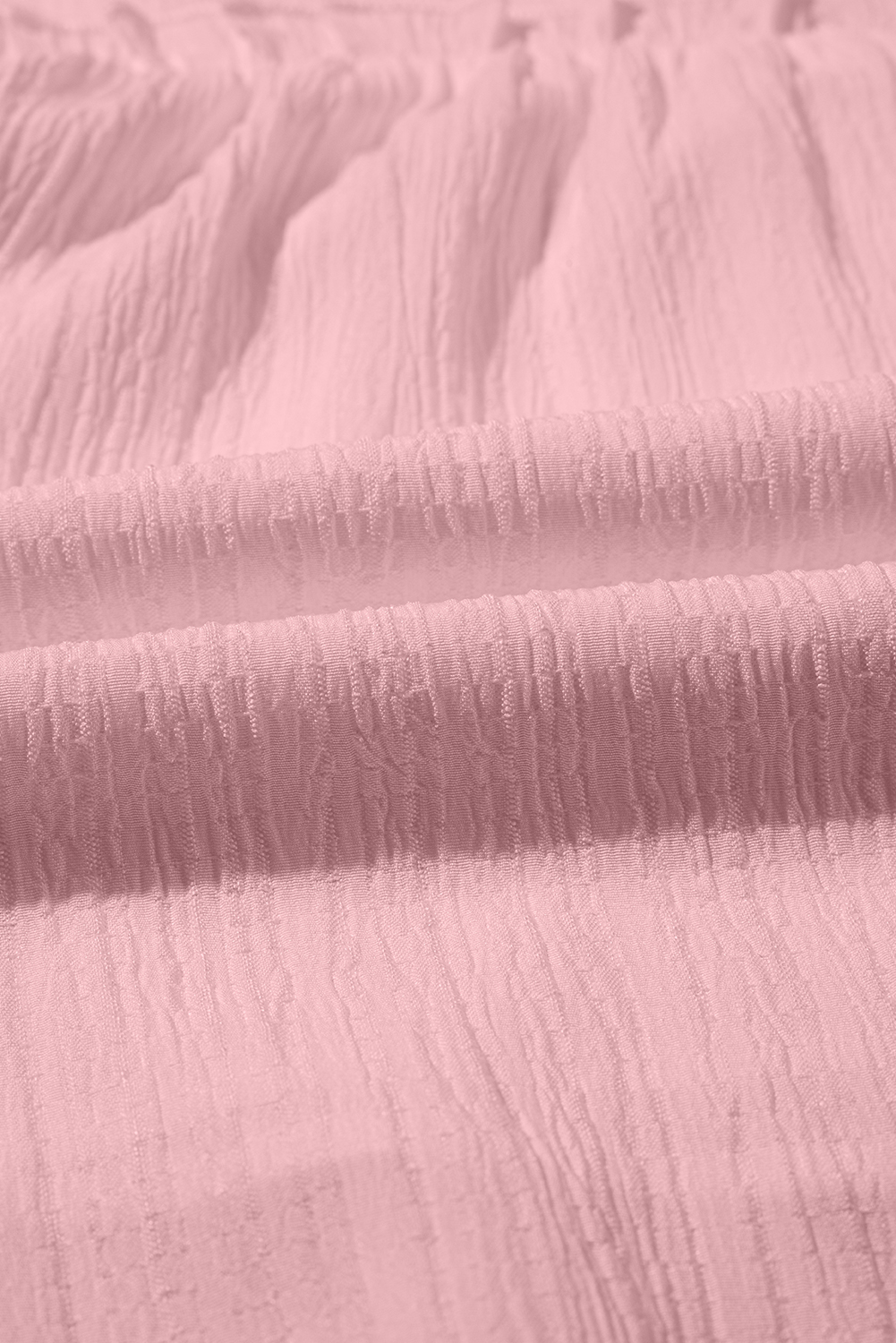 Light Pink Textured Ruffled Trim V Neck Flutter Flowy Top