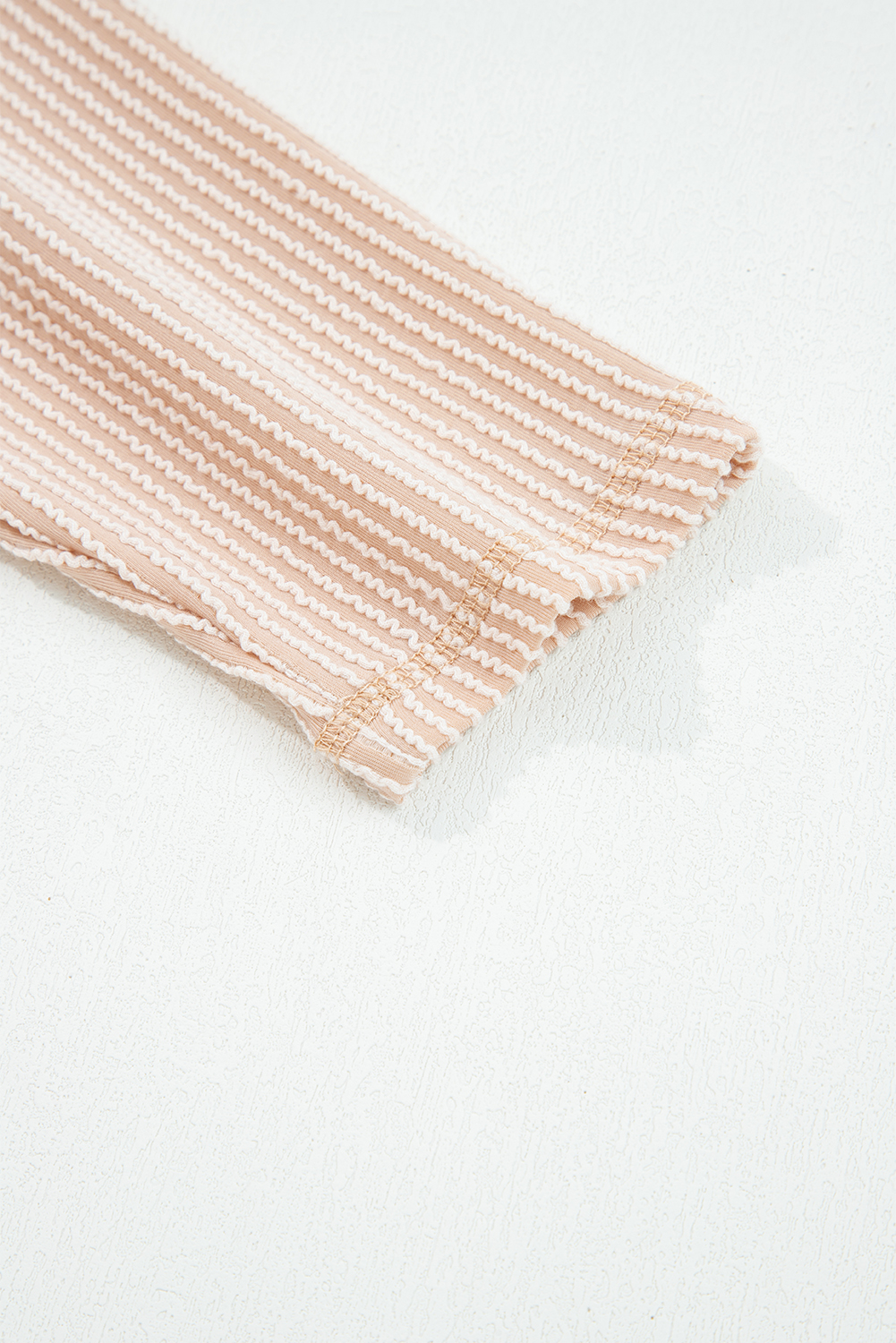 Dark Khaki Twist Ribbed Exposed Seam Detail Long Sleeve Loose Top