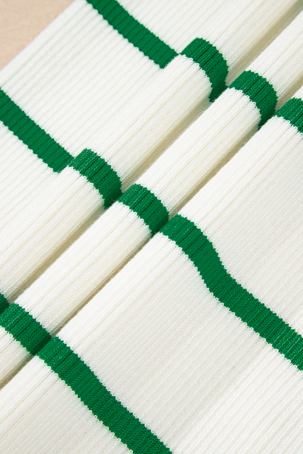 Bright Green Striped Scalloped Edge U Neck Sleeveless Sweater Vest