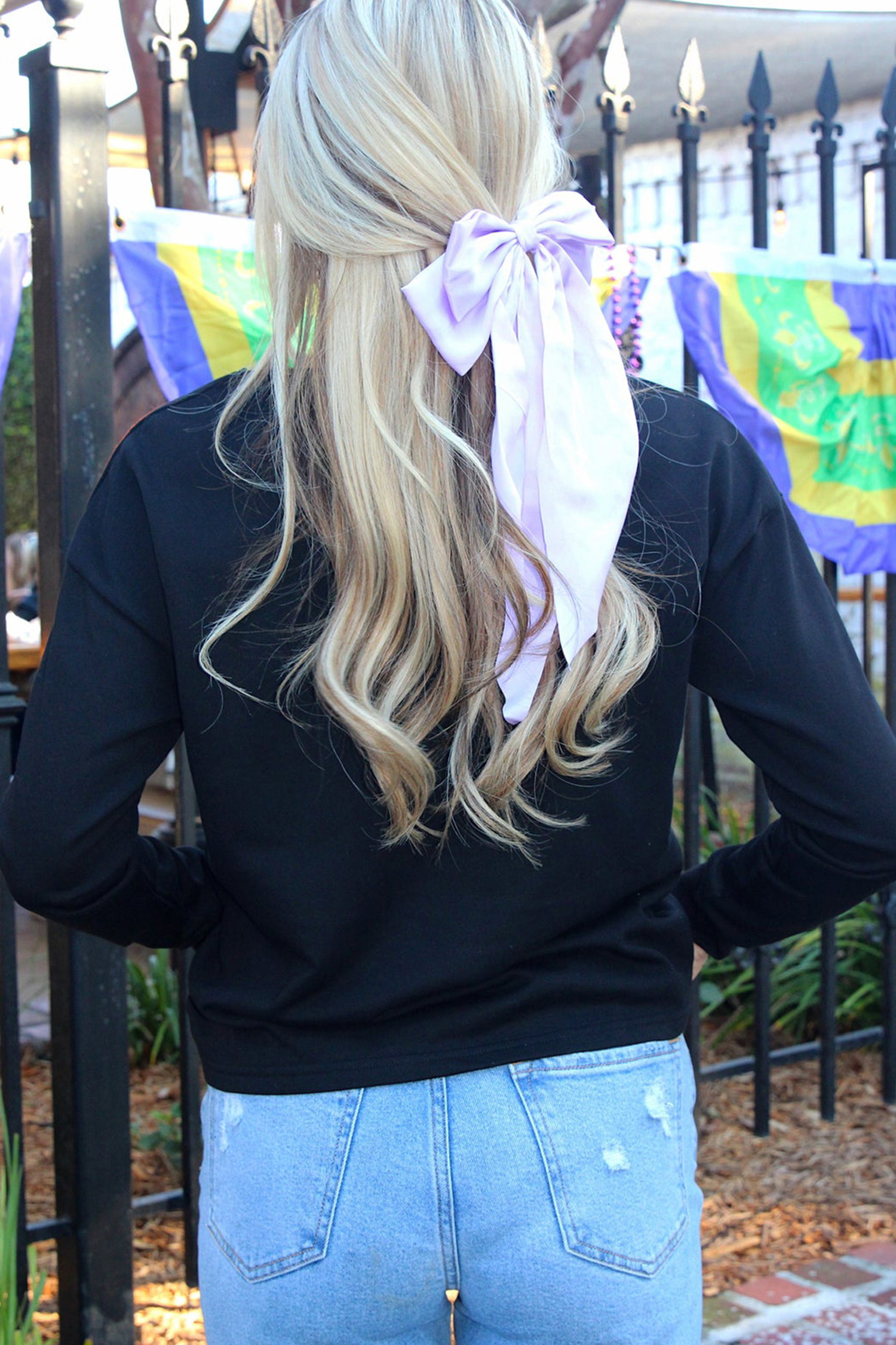 White LUCKY Clover Embroidered Long Sleeve Top