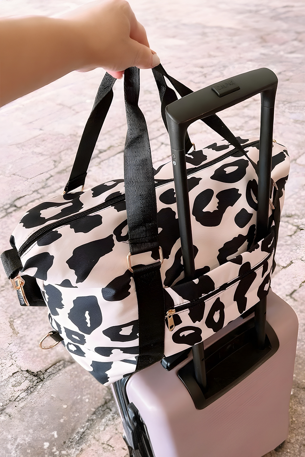 Bright Pink Leopard Print Large Travel Bag