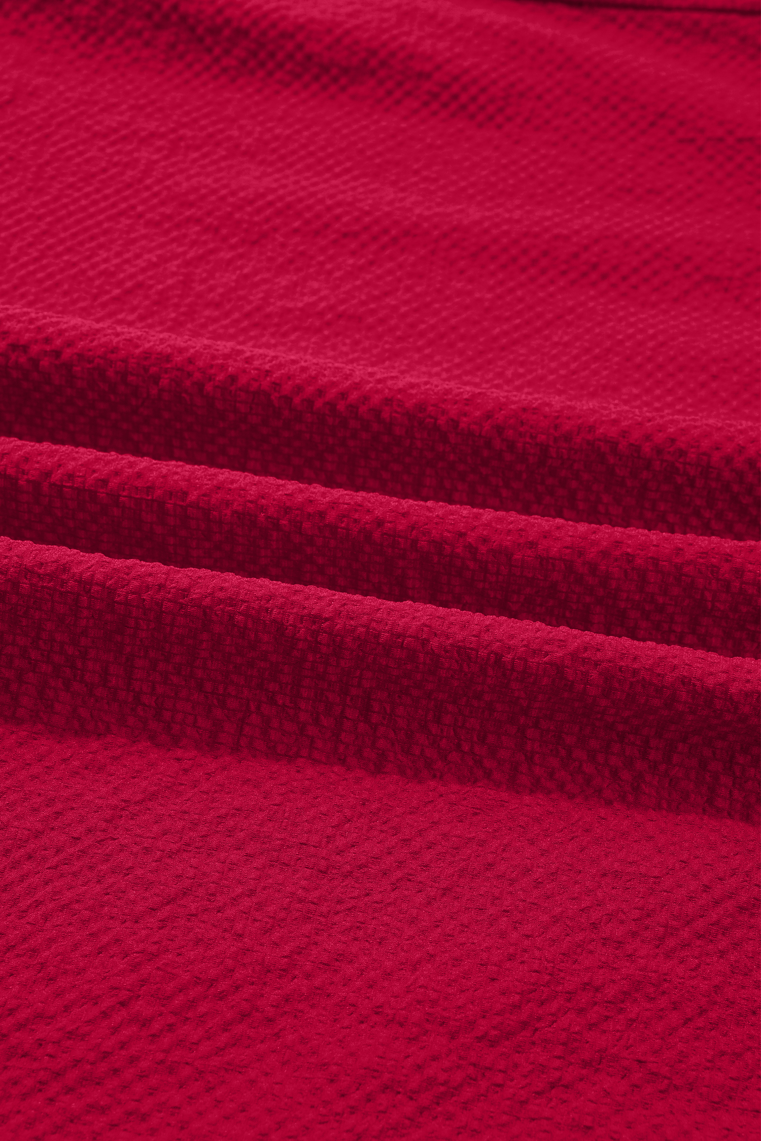 Racing Red Leopard Jacquard Print V Neck Textured Blouse