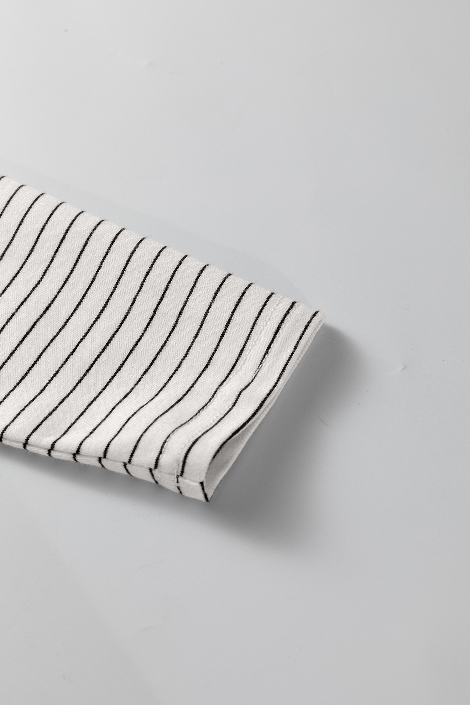 Brown Stripe Square Neck Long Sleeve Top