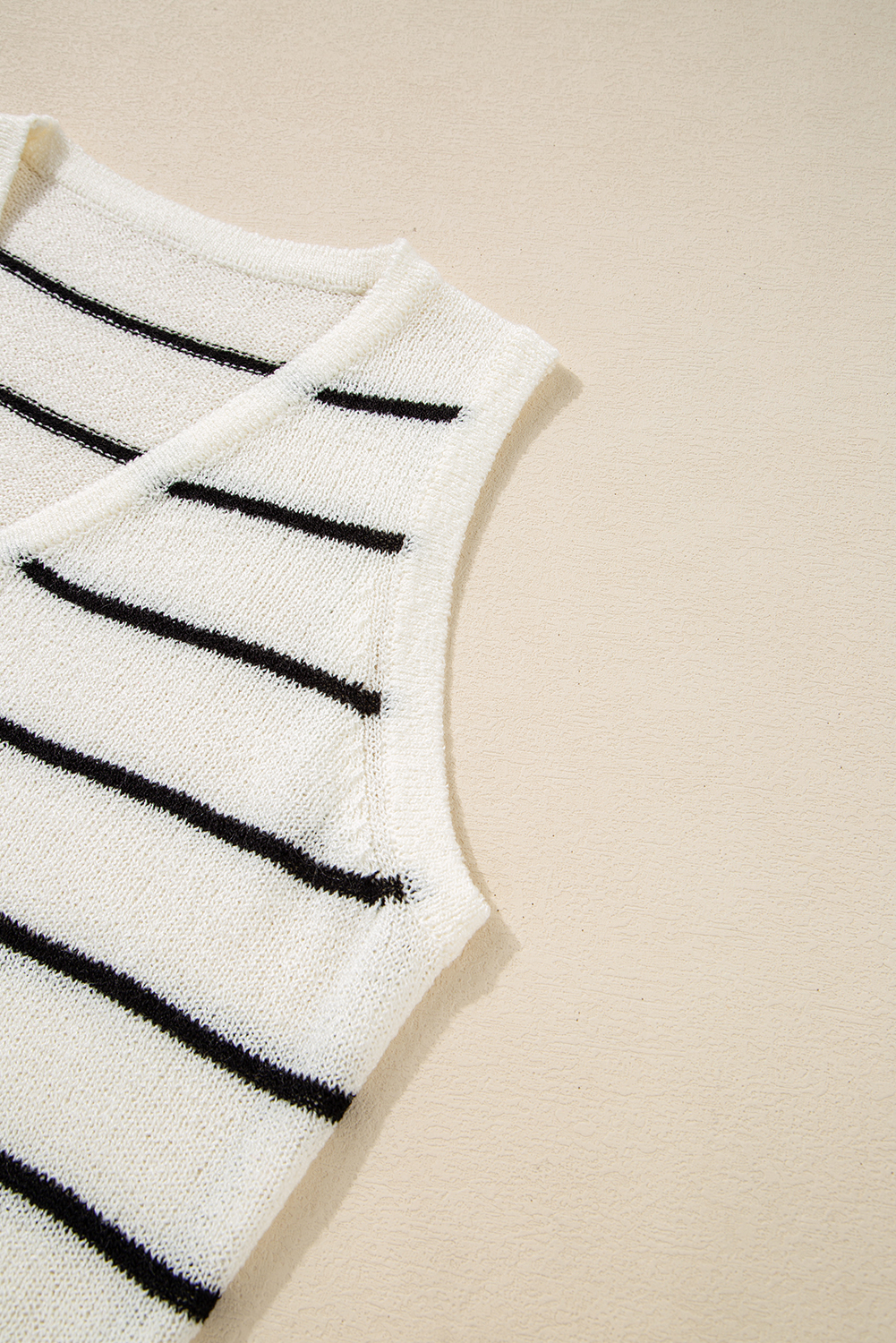 Black Stripe Buttoned V Neck Slim Fit Sweater Vest