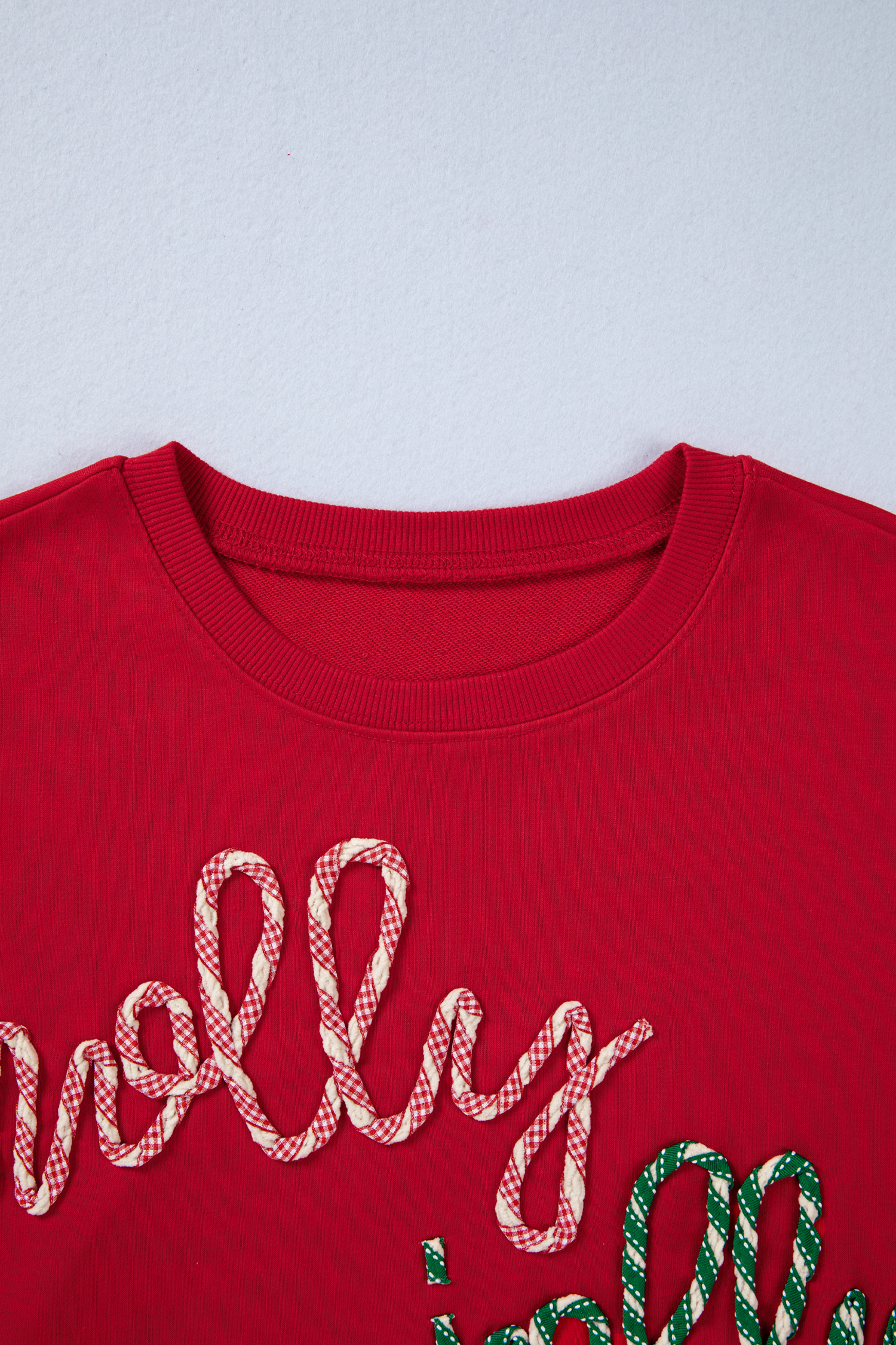 Racing Red Holly Jolly Embroidered Graphic Baggy Sweatshirt