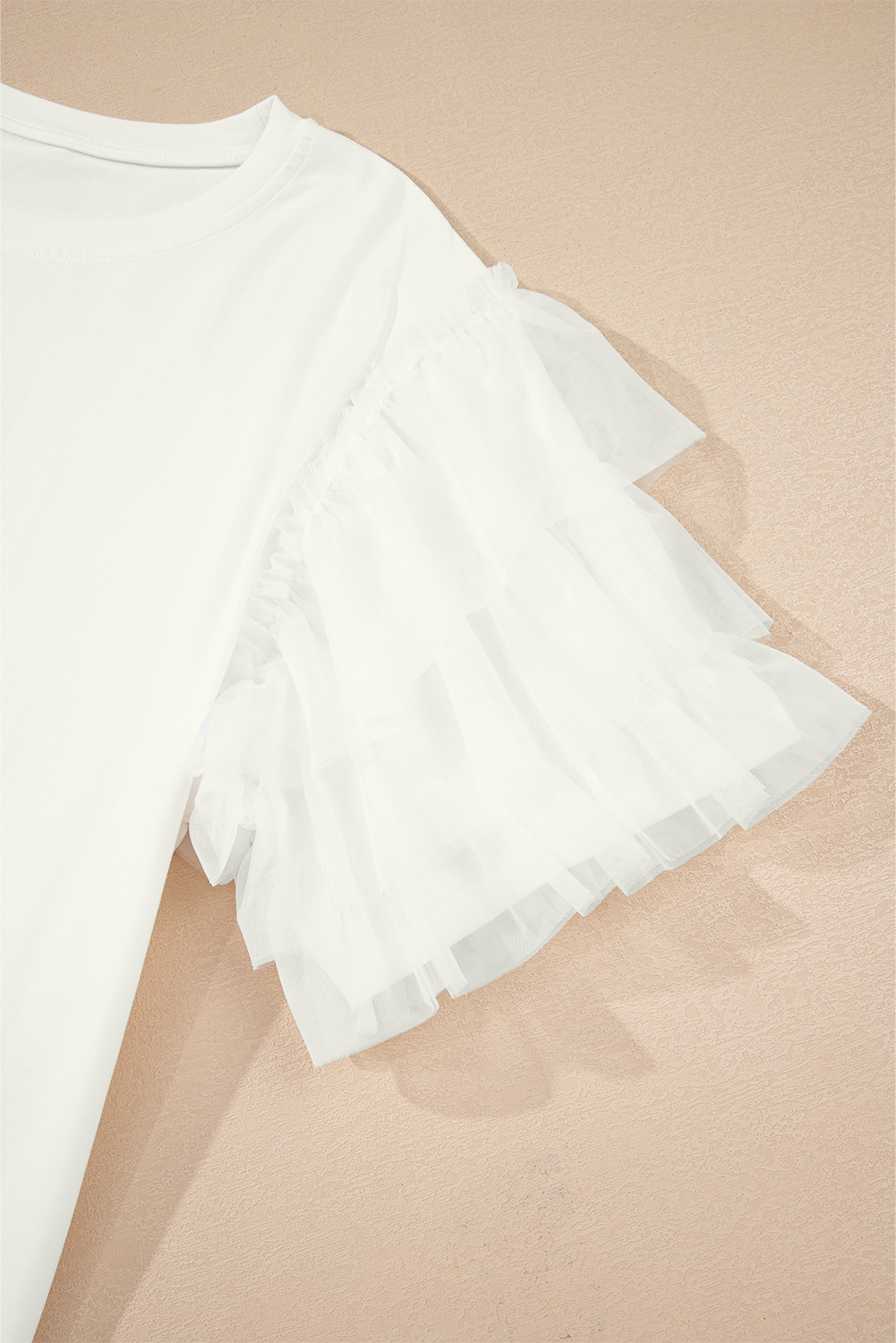 Dark Green Tulle Ruffle Sleeve Blouse