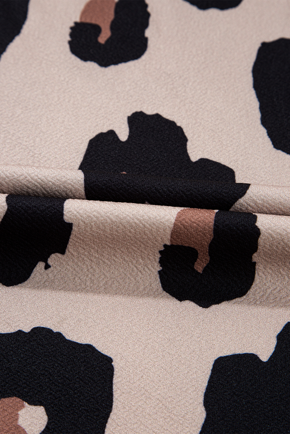 Khaki Leopard Crew Neck Cap Sleeve Casual Tee