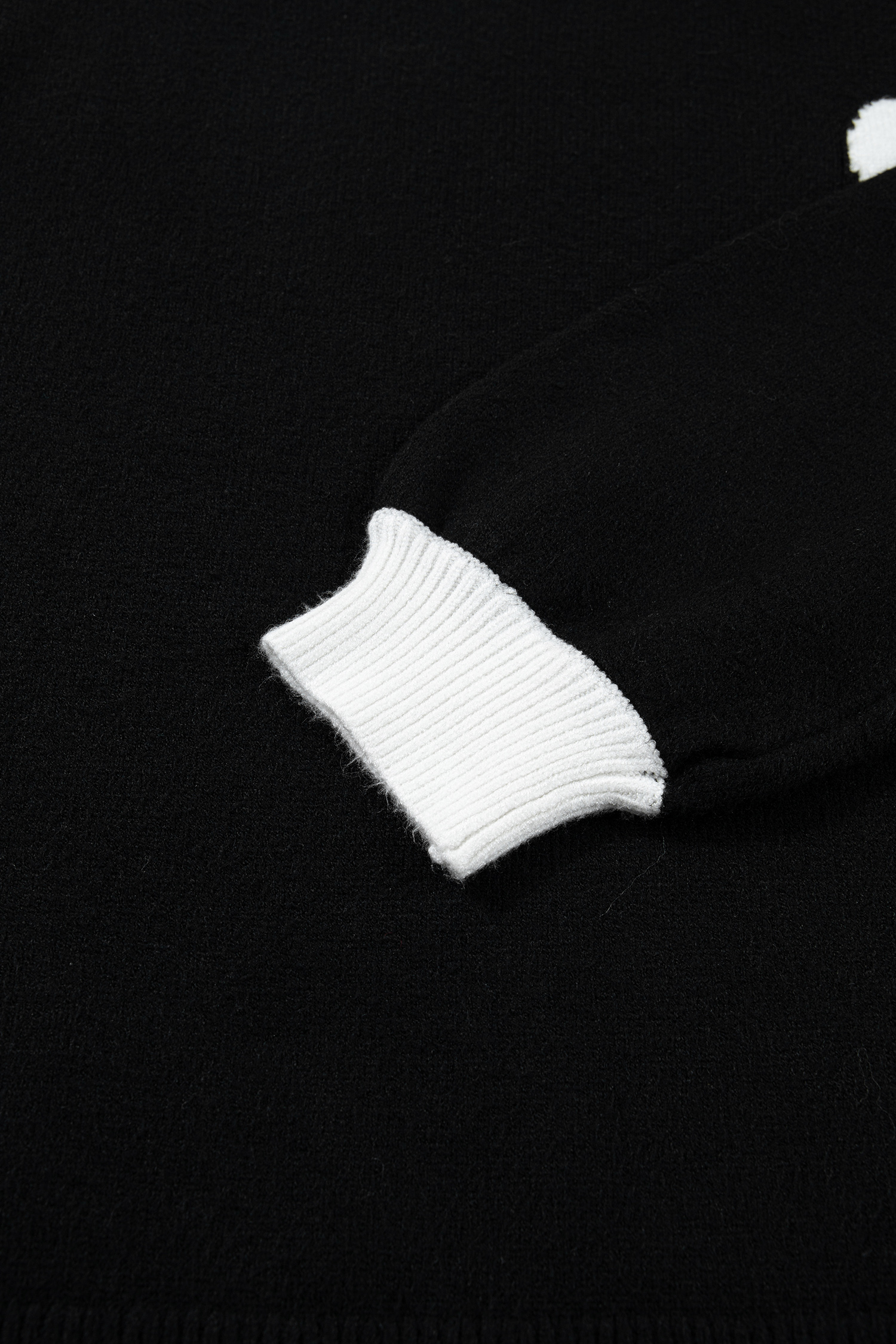 Black Heart Detail Contrast Cuffs Baggy Sweater