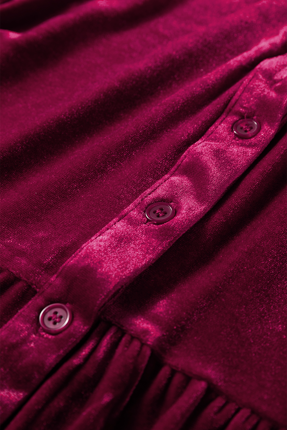 Burgundy 3/4 Sleeve Tunic Babydoll Velvet Shirt