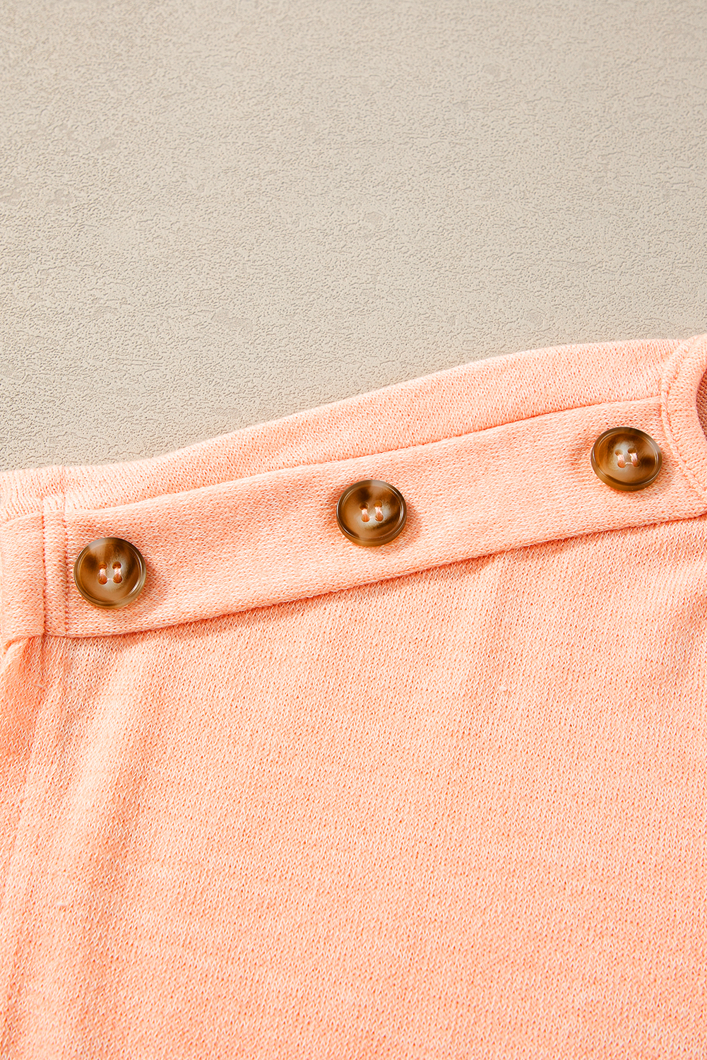 Apricot Pink Button Detail Batwing Sleeve Casual Tee