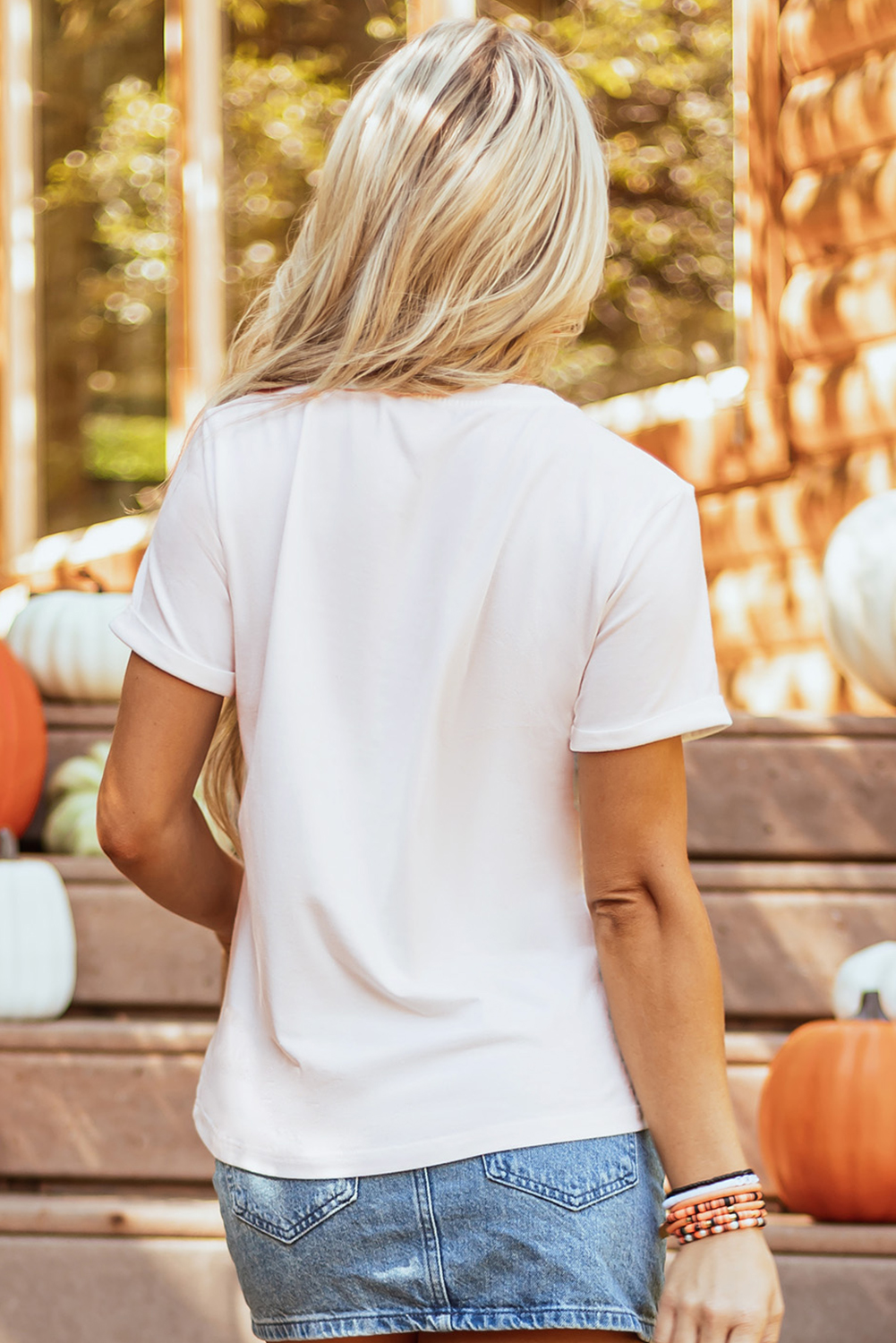 White Fall Vibe Thanksgiving Graphic T Shirt