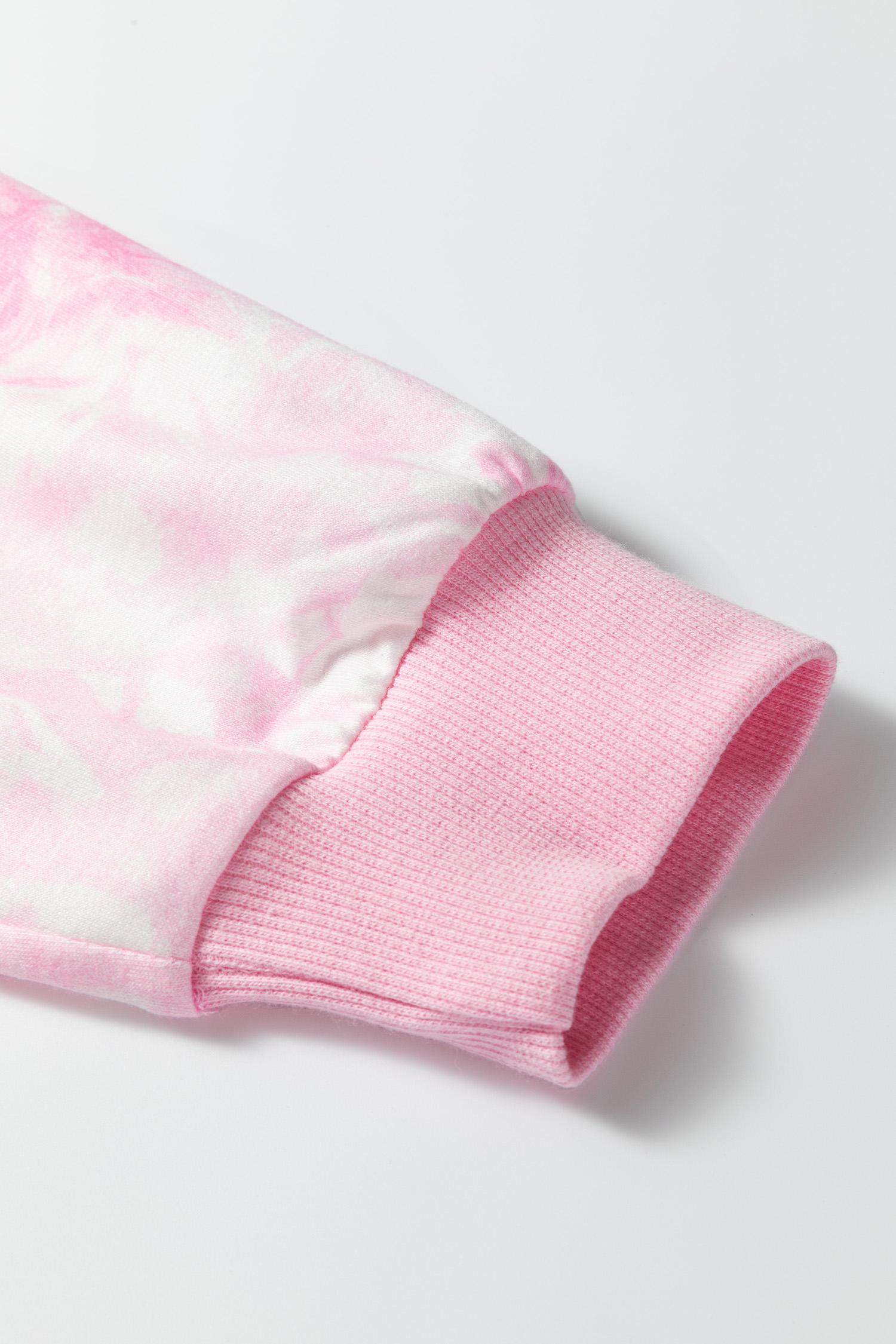 Pink Abstract Woodland Print Asymmetric Shoulder Long Sleeve Top