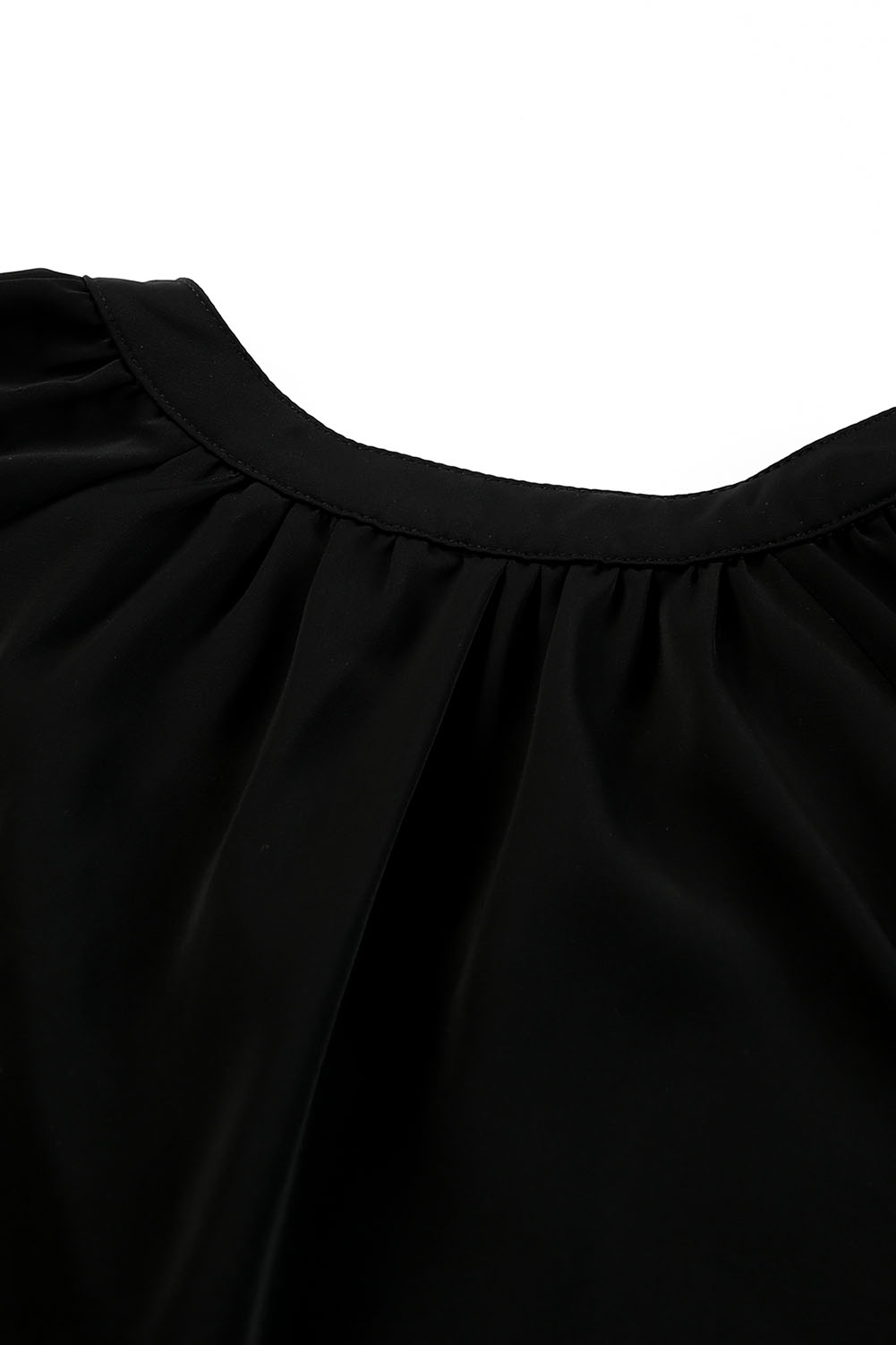 Black V Neck Long Puff Sleeve Top