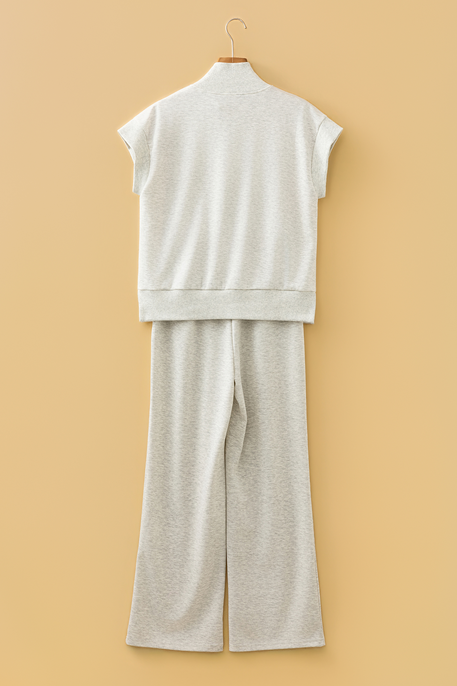 Light Grey Half Zip Polo Tee Casual Pant Set