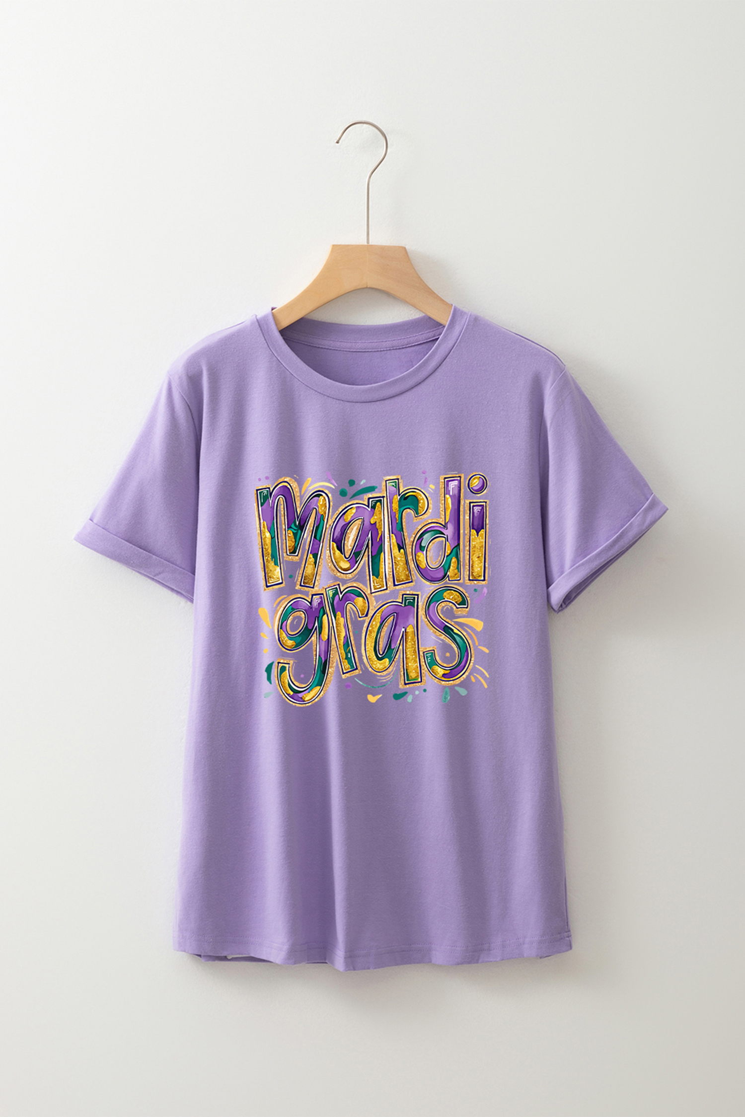 Wisteria mardi gras Cheerful Letter Graphic Tee