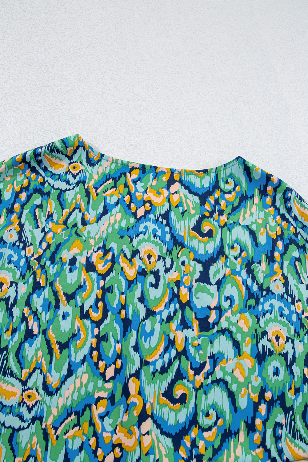 Pink Abstract Print V Neck Half Sleeve Loose Fit Tunic Blouse