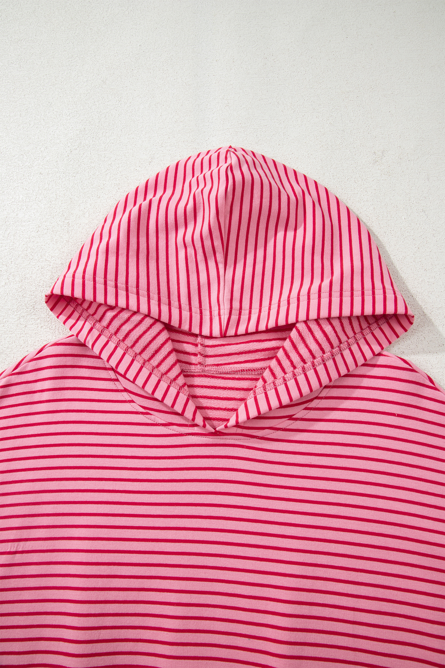 Purple Stripe Thumbhole Side Slits Drop Shoulder Loose Fit Hoodie