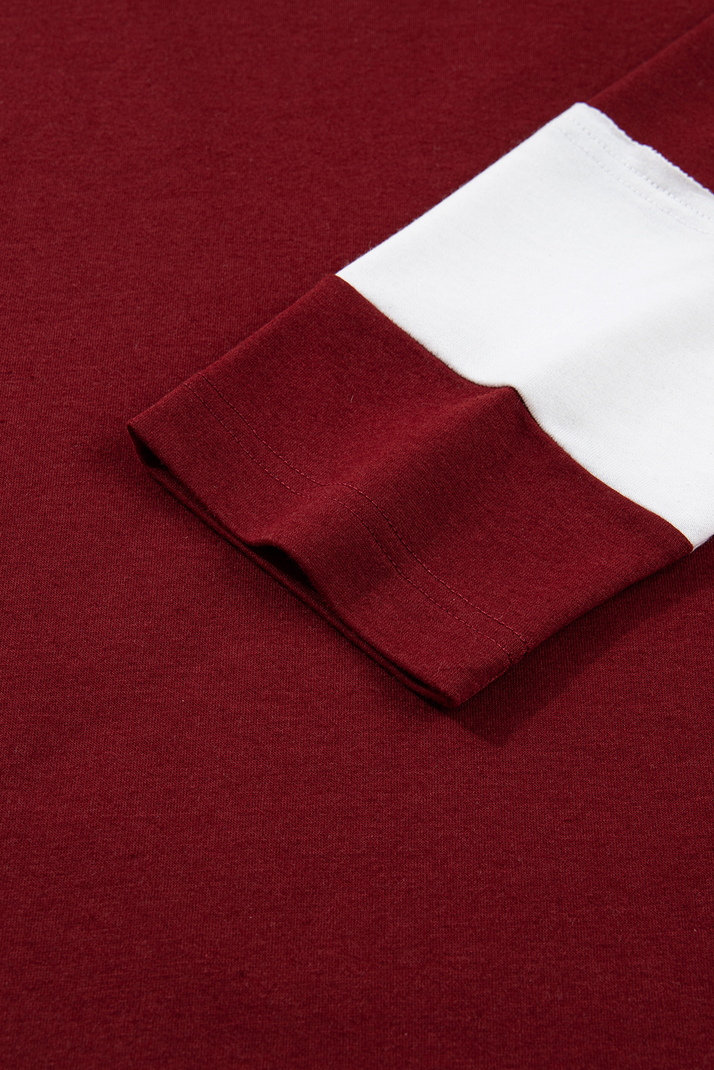 Red Dahlia Cheerful Daisy Flower Patched Round Neck Long Sleeve Top