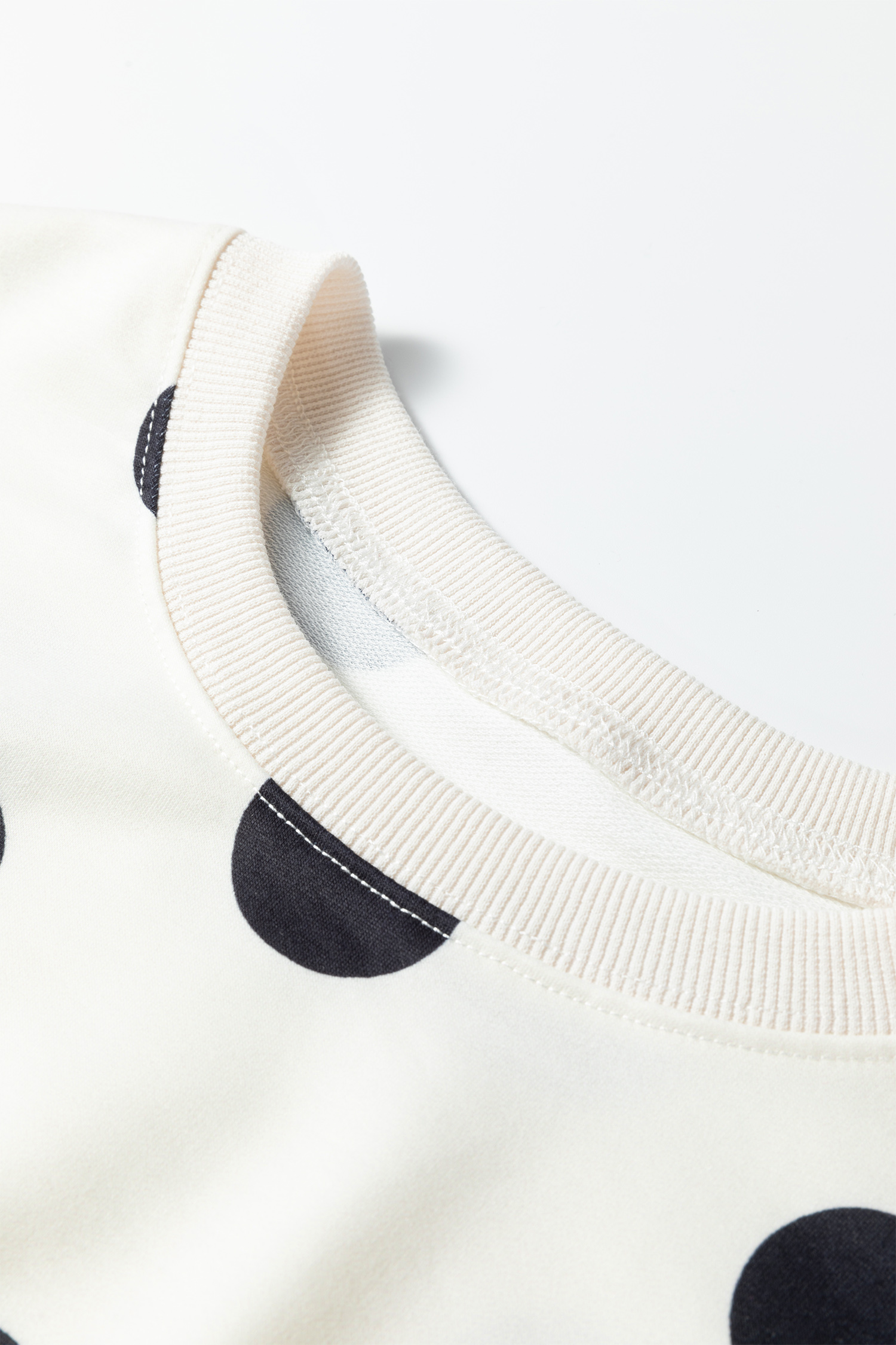 Beige Polka Dot Print Drop Shoulder Pullover Drawstring Jogger Pant Set