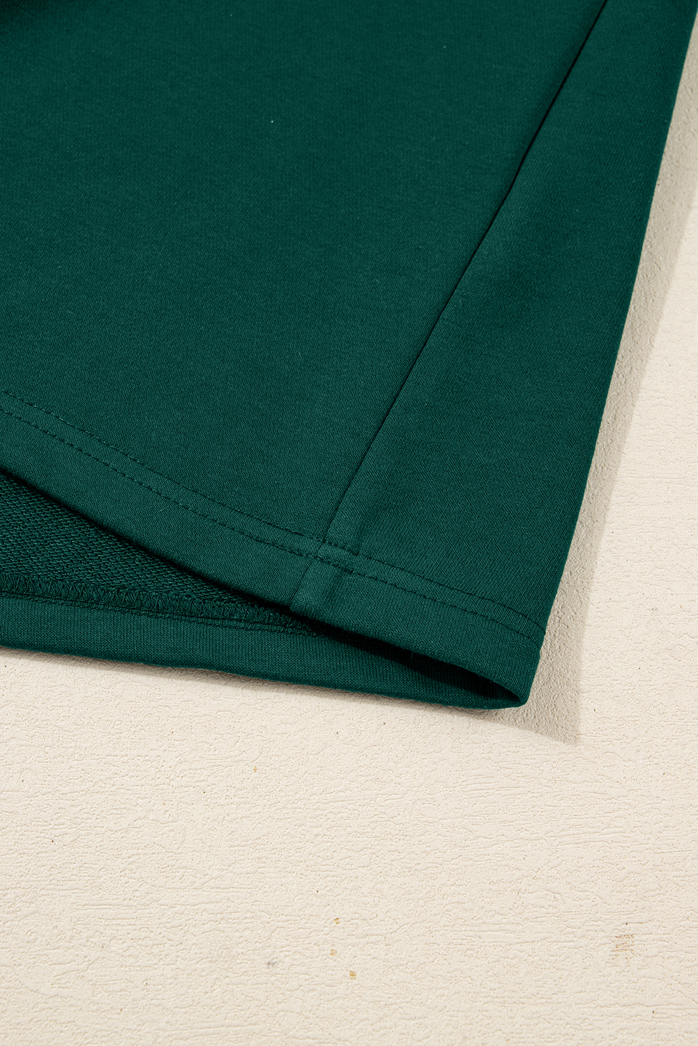 Dark Green Pearl Embellished Drop Shoulder Pullover Elastic Waist Mini Skirt Set