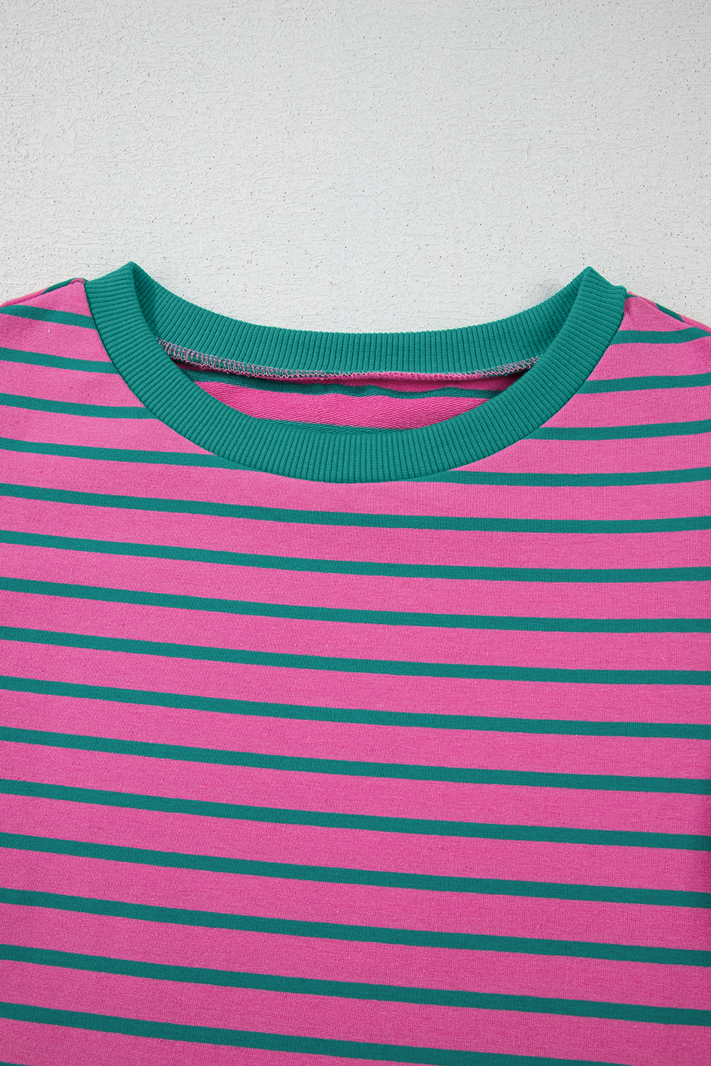 Pink Stripe Collared V Neck Puff Sleeve T Shirt Dress