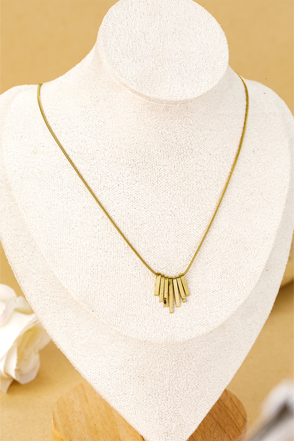 Gold Asymmetric Bar Pendant Plated Alloy Necklace