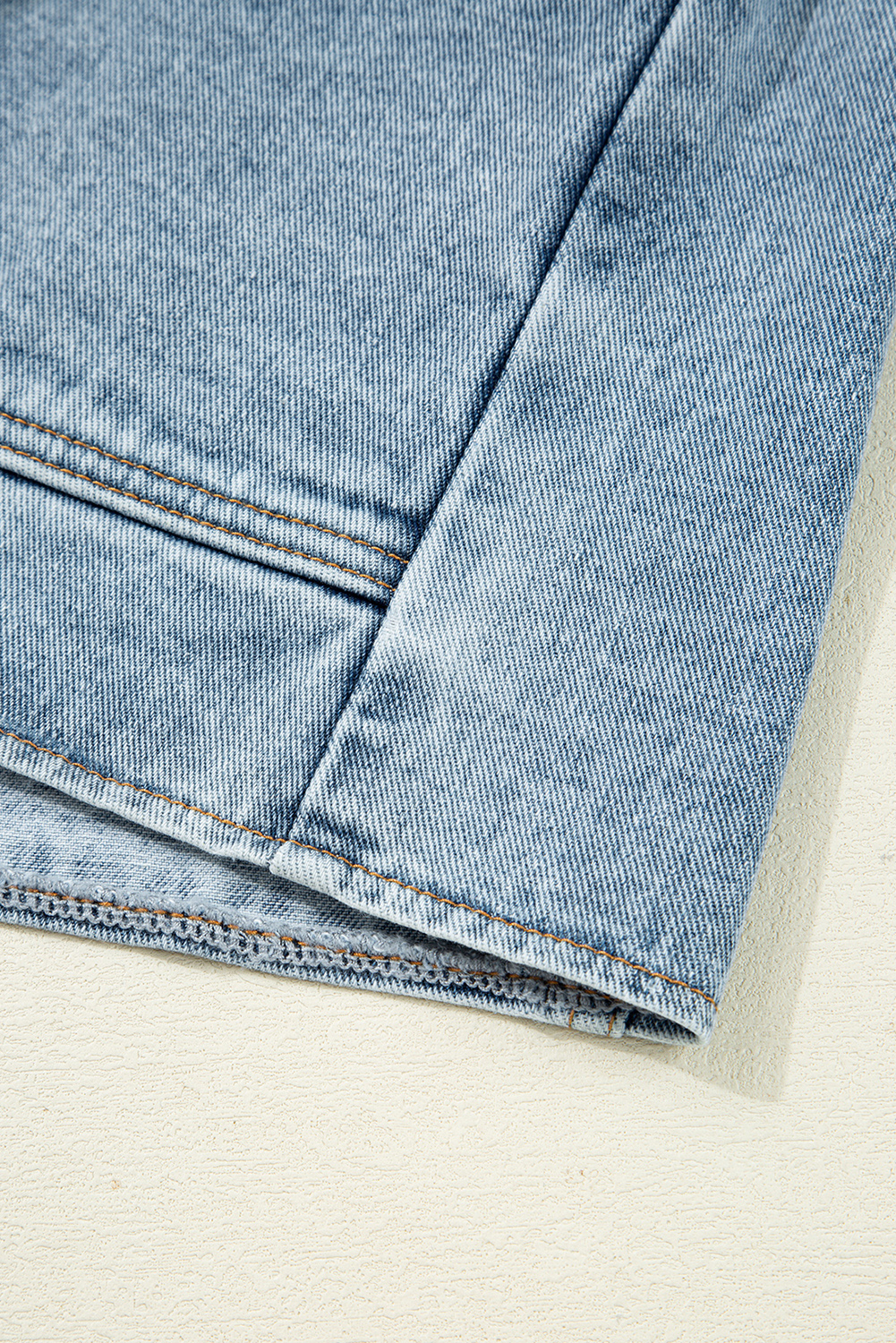 Myosotis Scallop Trim Collar Patched Pocket Button Up Mineral Washed Denim Jacket