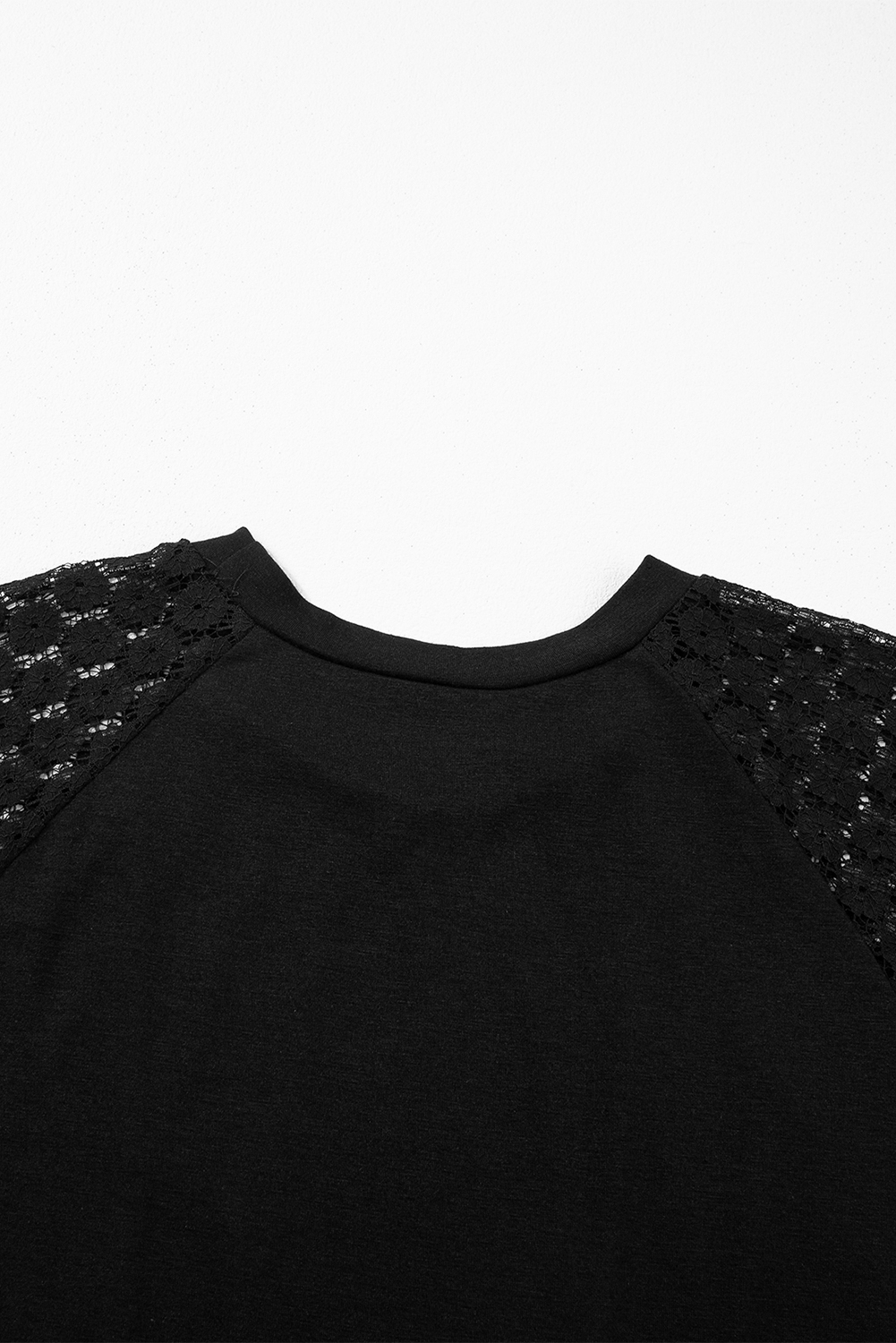 Navy Blue Contrast Lace Raglan Sleeve Pleated Detail Shift Dress