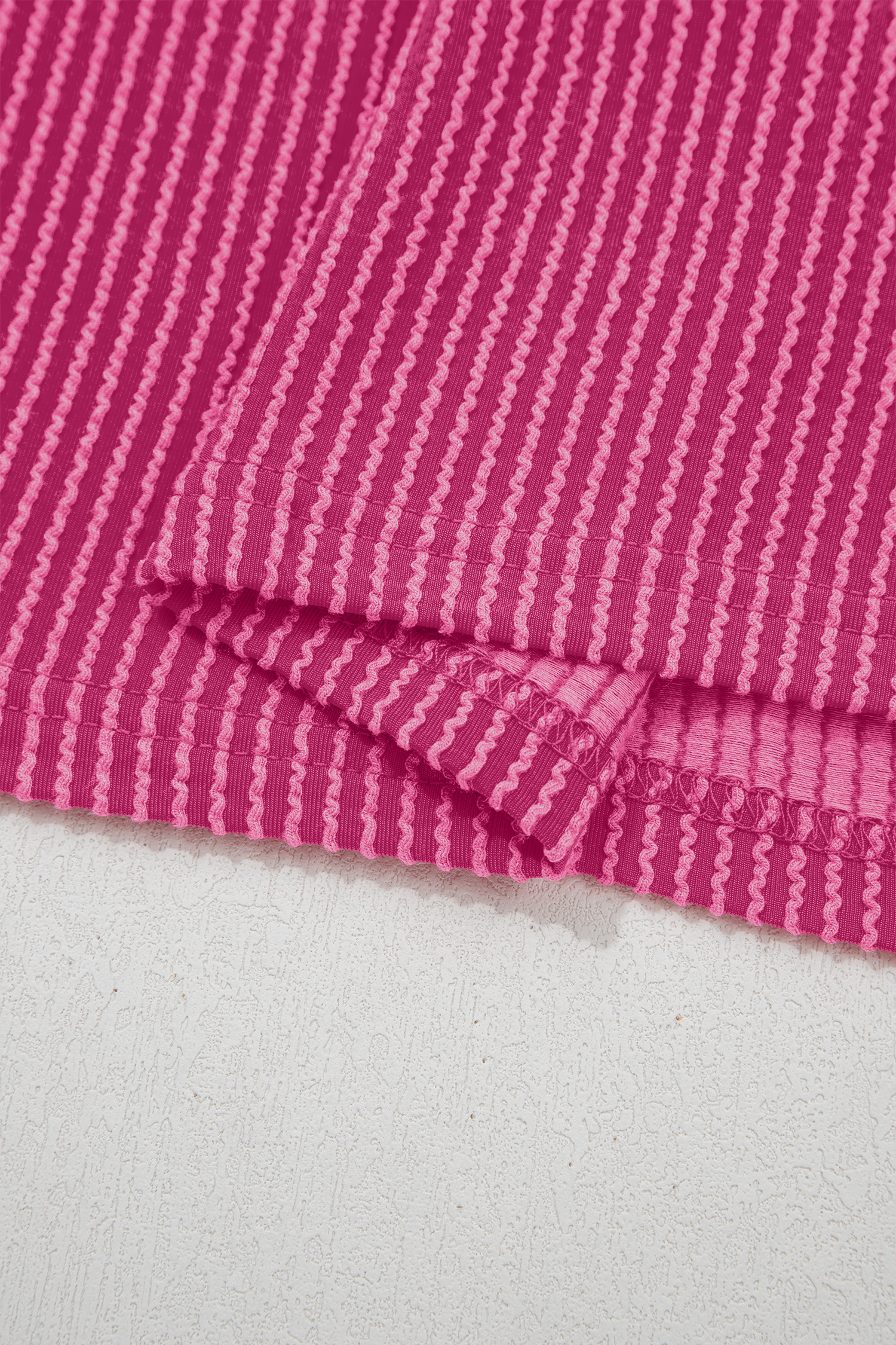 Bright Pink Striped Ribbed Knit T-shirt Shift Dress