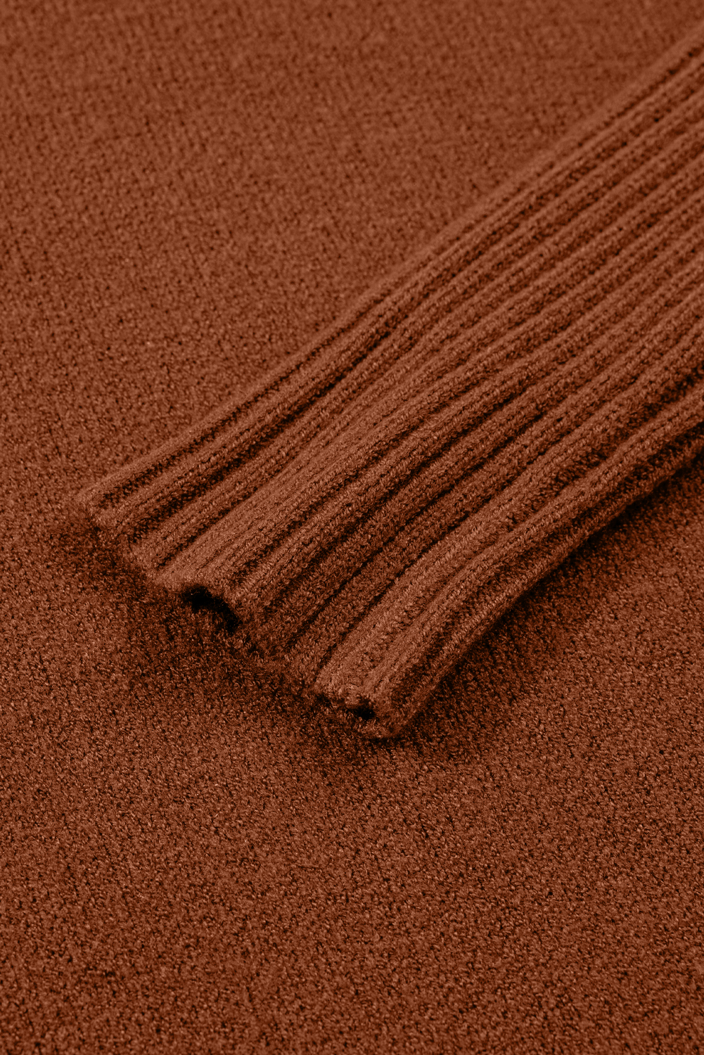 Fiery Red Ribbed High Neck Front Pockets Center Seam Shift Sweater Dress