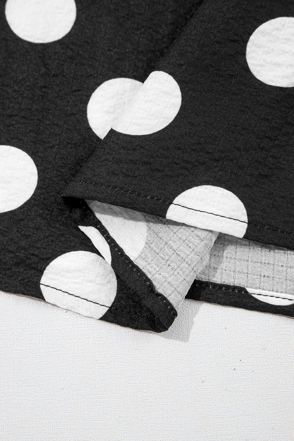 Black Polka Dot Print Ruffled Sleeve V Neck Blouse