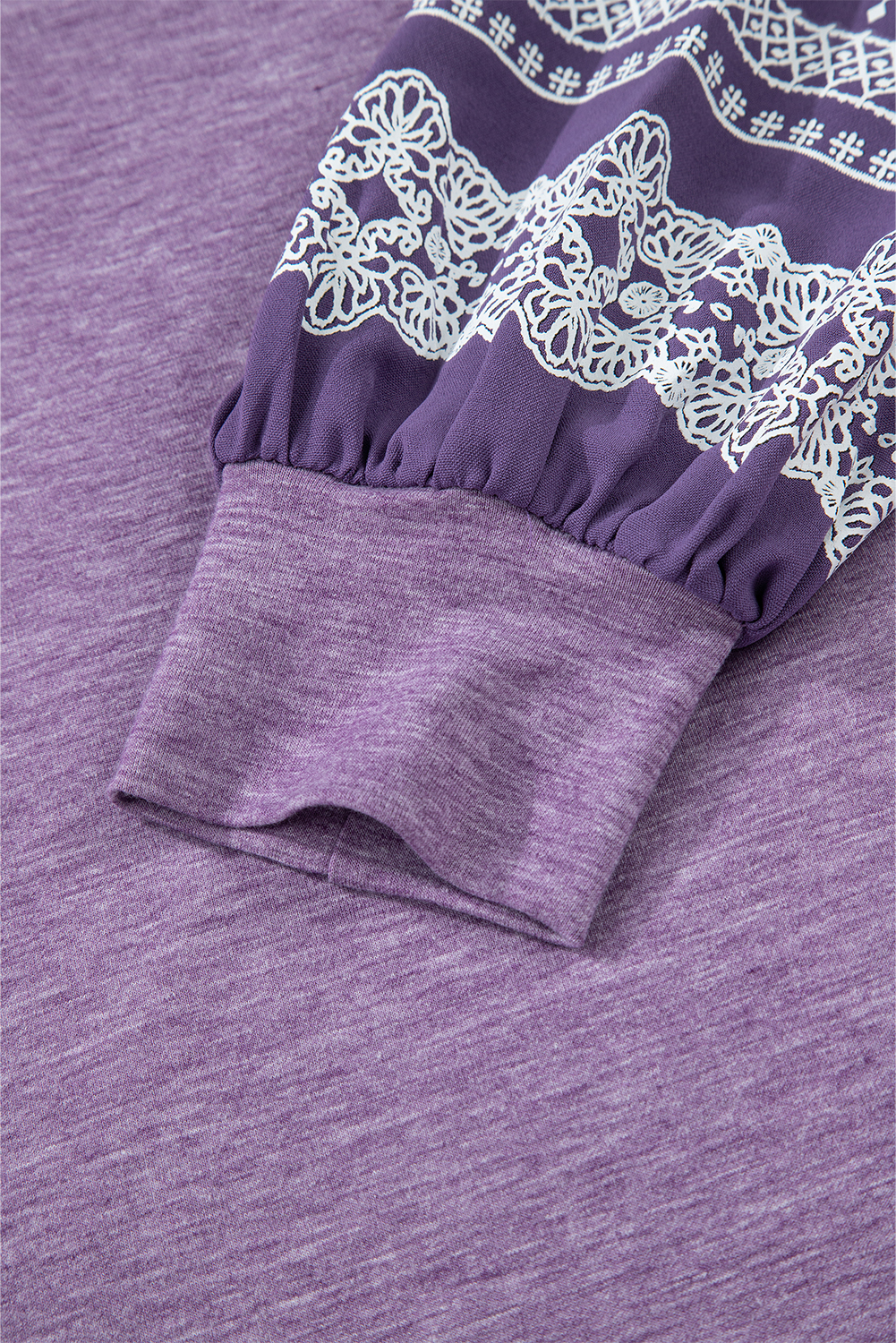 Tillandsia Purple Contrast Print Striped Raglan Long Sleeve Loose Top