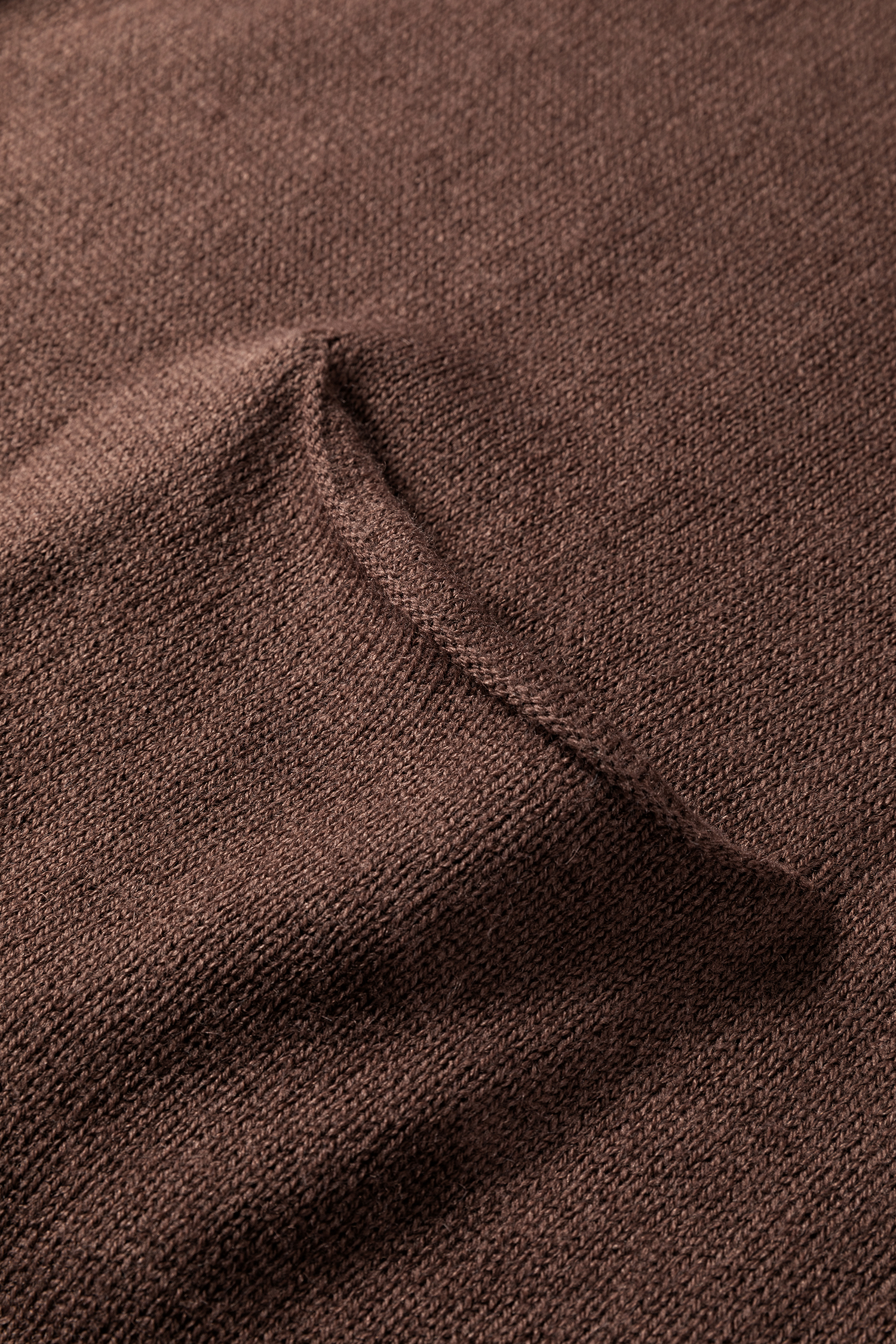 Dark Brown Ribbed Deep V Neckline Front Pocketed Loose Tunic Sweater Vest