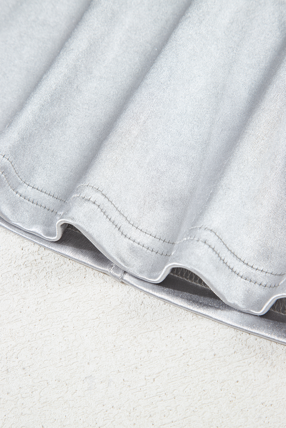 Silvery Metallic Luster Crew Neck Shift Tank Top