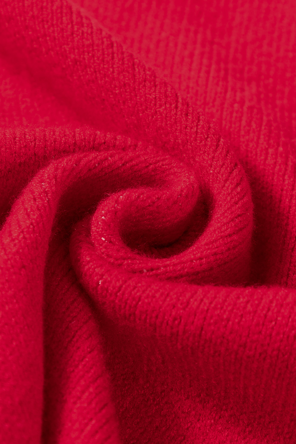 Fiery Red Merry Letter Embroidered High Neck Sweater