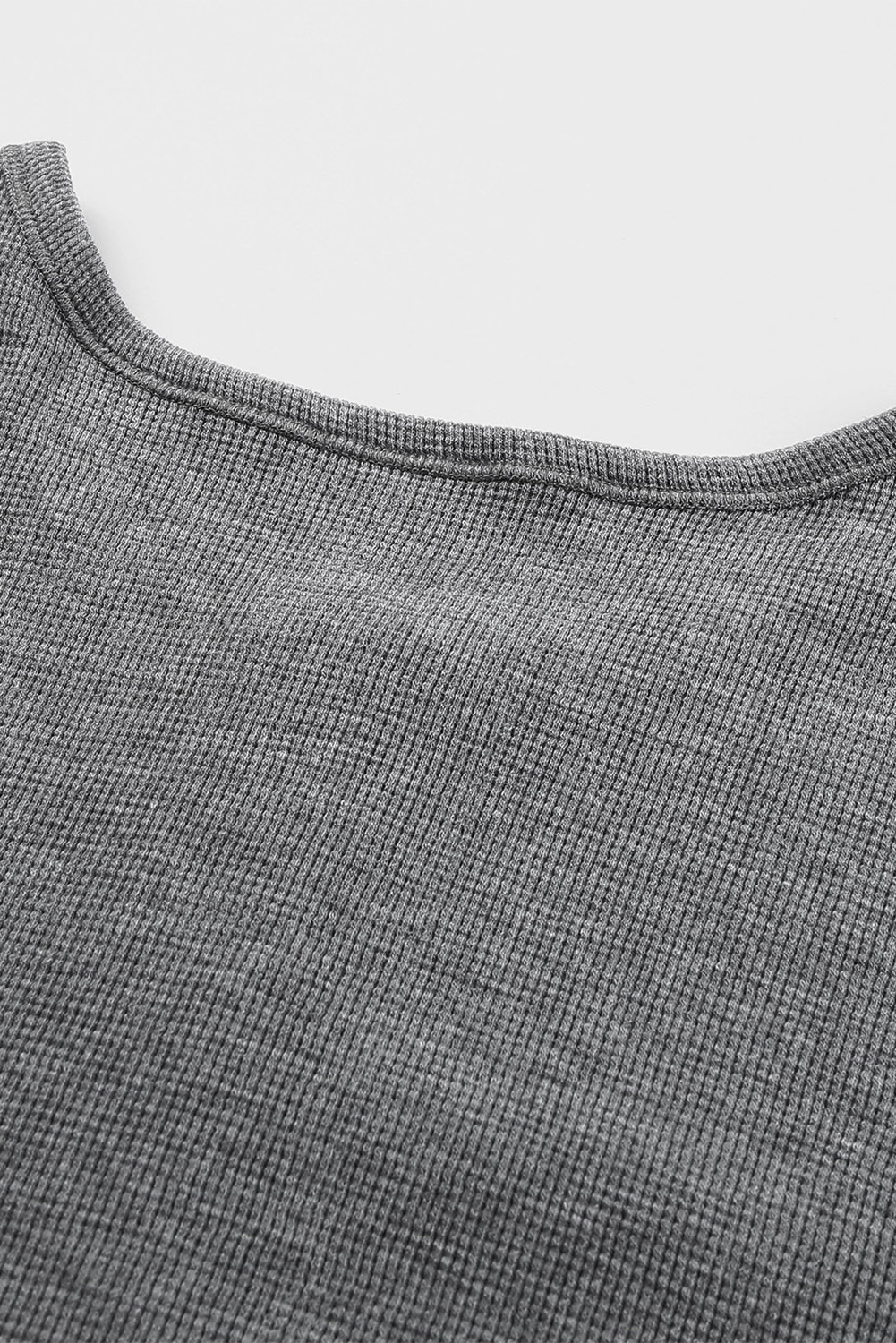 Black Waffle Knit Henley Top