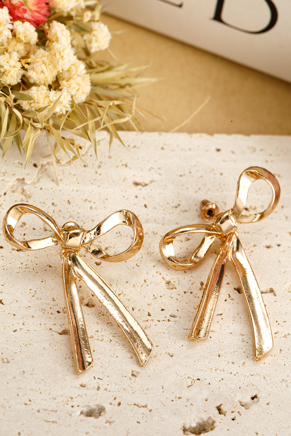 Gold Bow Knot Plated Alloy Stud Earrings