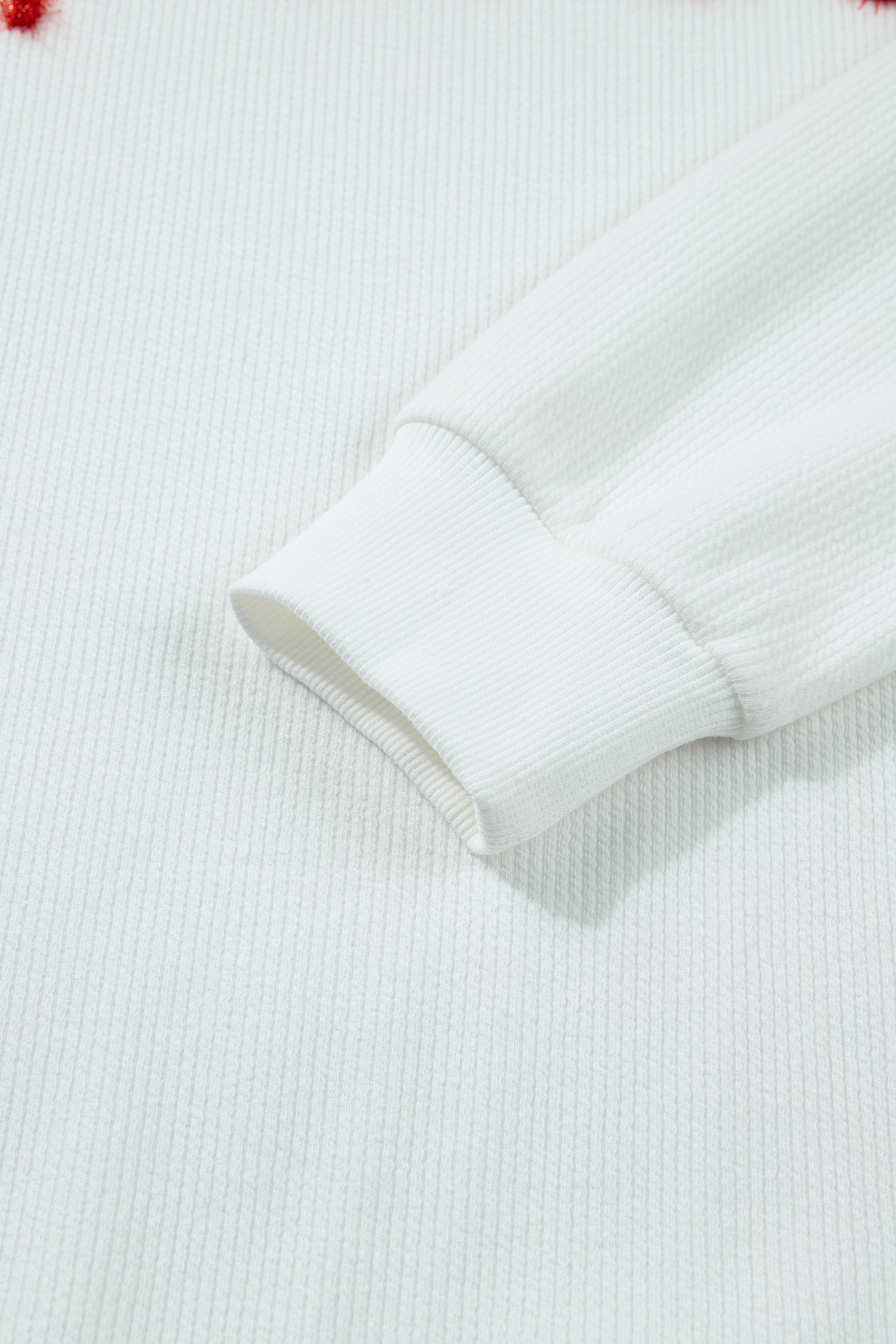 White Merry Tinsel Letter Embroidery Ribbed Drop Shoulder Sweatshirt