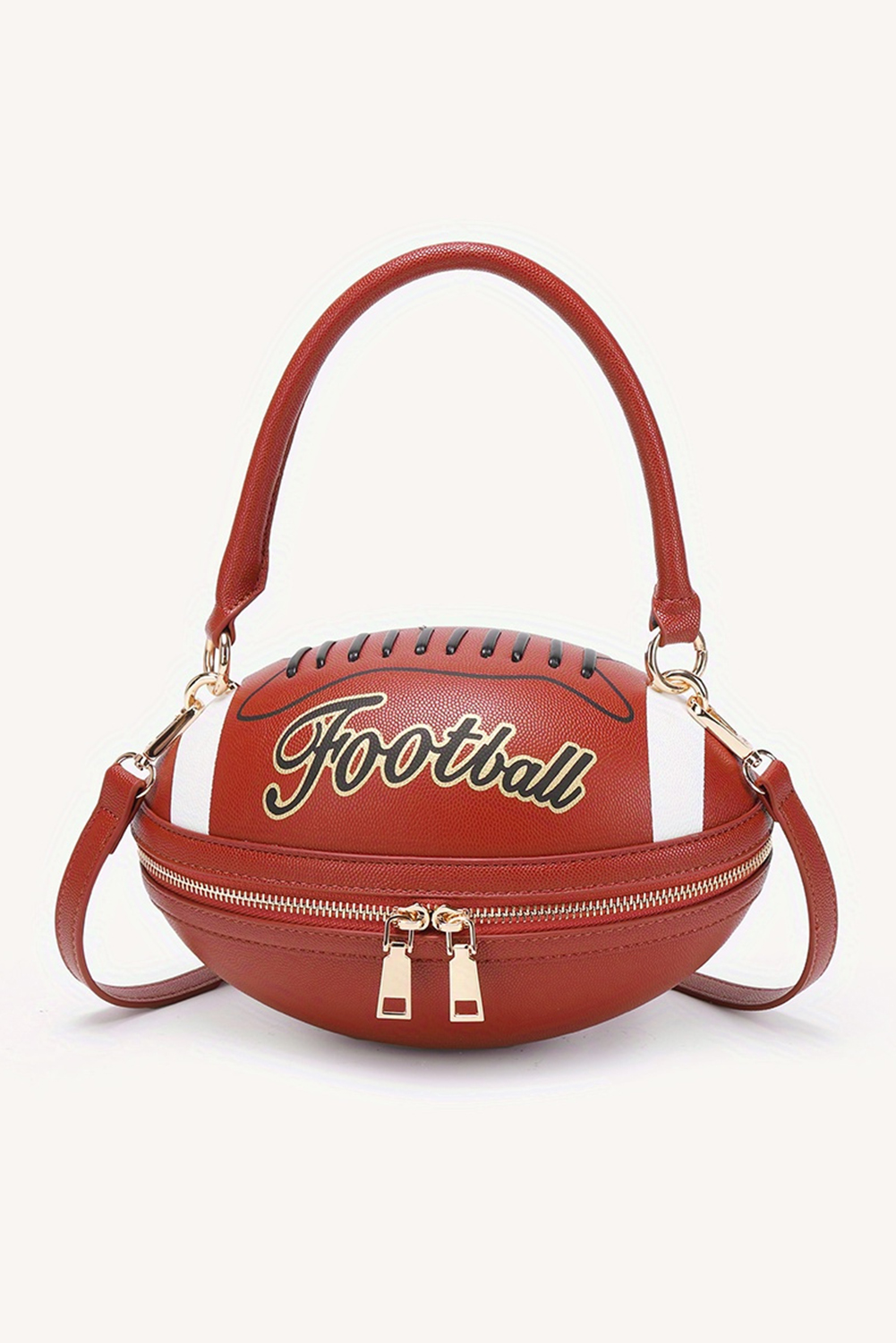 Chestnut Faux Leather Football Spherical Hand Bag